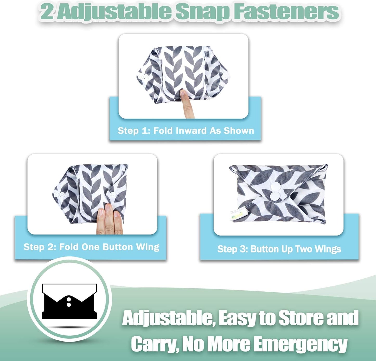 Wegreeco Reusable Menstrual Pads - Soft Cloth Sanitary Pads | Panty Liners - 6 Pack with 1 Cloth Mini Wet Bag (X-Large, Luxury)