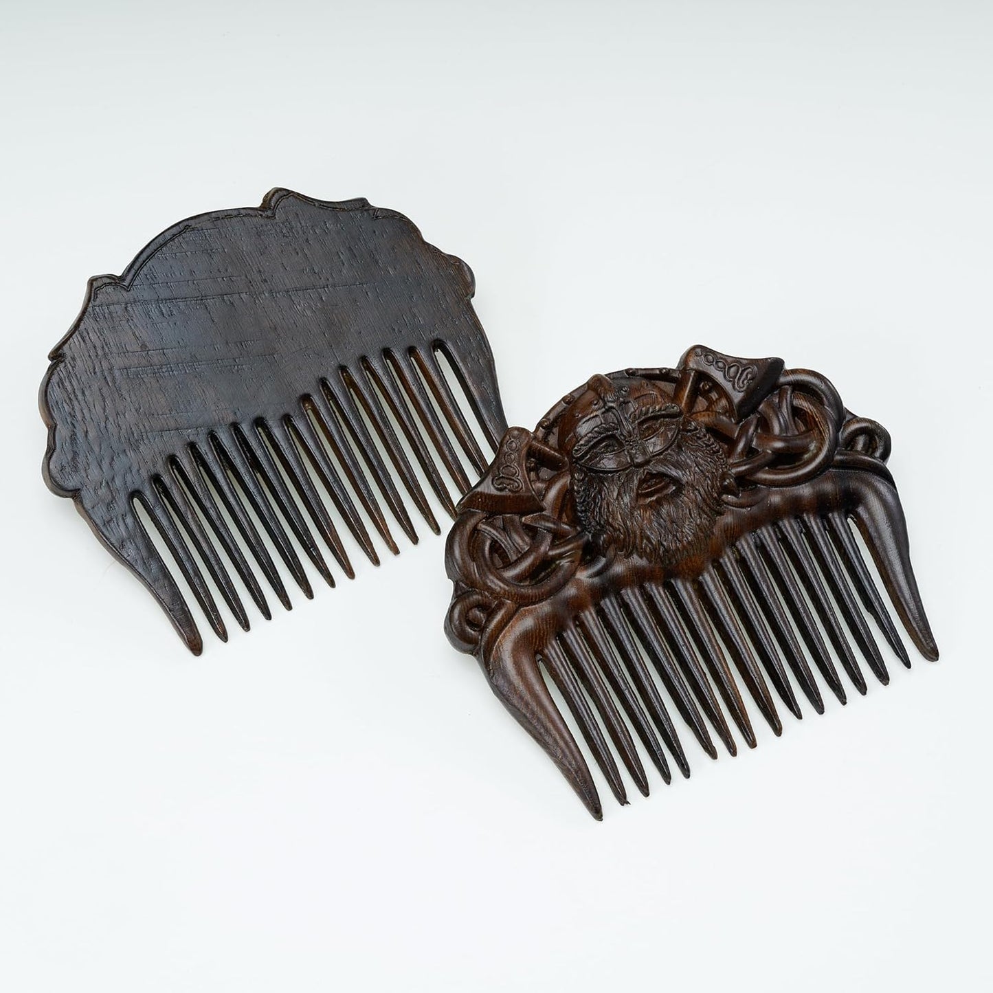 Handicraftviet Hand-Carved Wooden Comb, Wood Viking Comb for Men's Hair, Beard, and Mustache, Unique Gifts for Dad; Grandpa- Viking 1