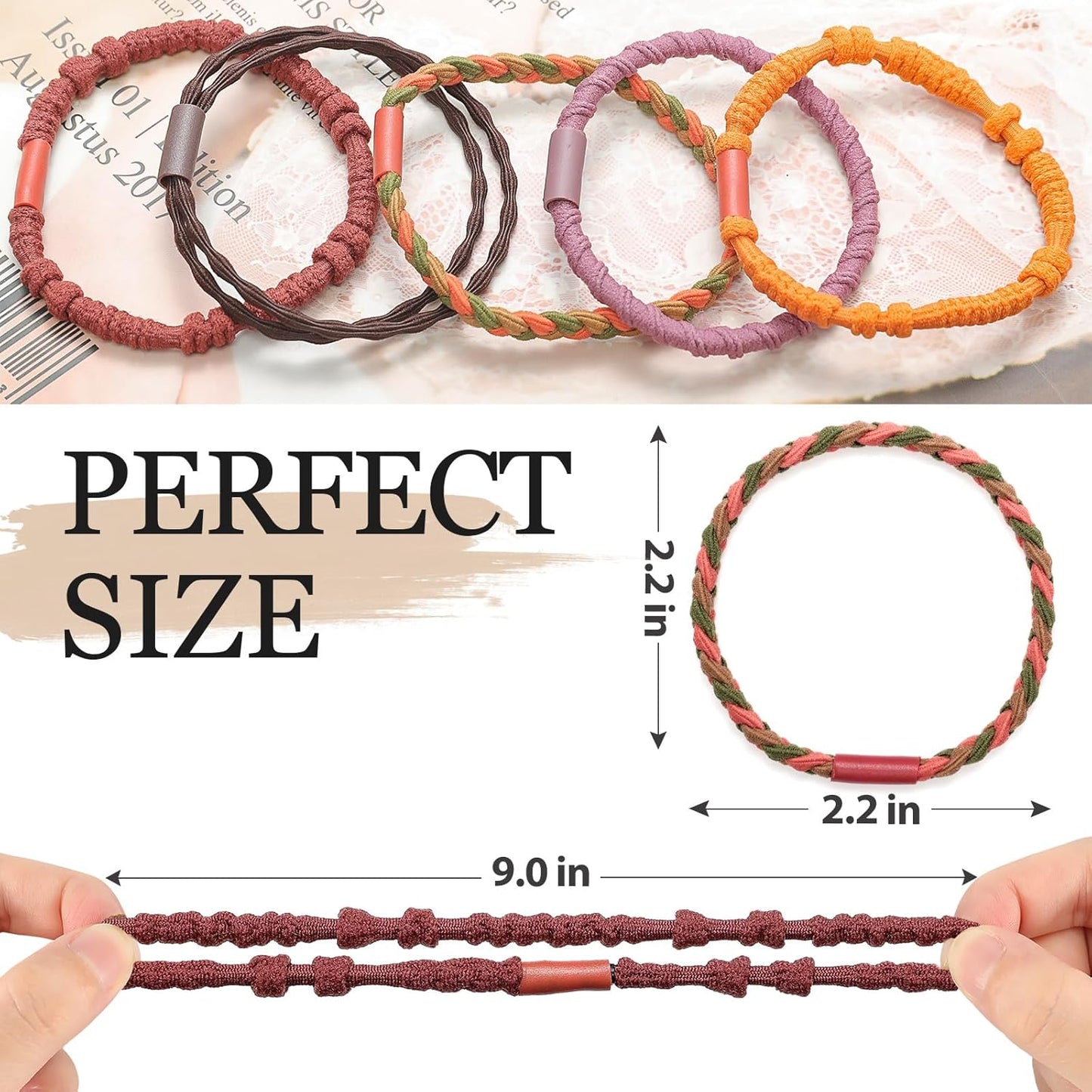 Hair Tie Bracelet, 10Pcs Boho Hair Ties For Girls and Women, Elastic Hair Ties, Hair Bands For Ponytails, Ponytail Holder For Daily Life, Sport, Cooking, Working