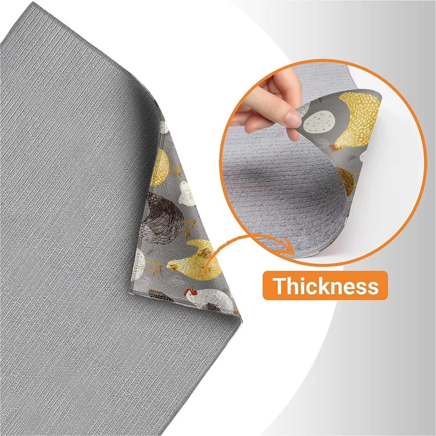 Dish Drying Mat For Kitchen Counter, Hens Roosters Chicken Microfiber Absorbent Dish Drainer Rack Pad Reusable Large 18x24in Drying Mat