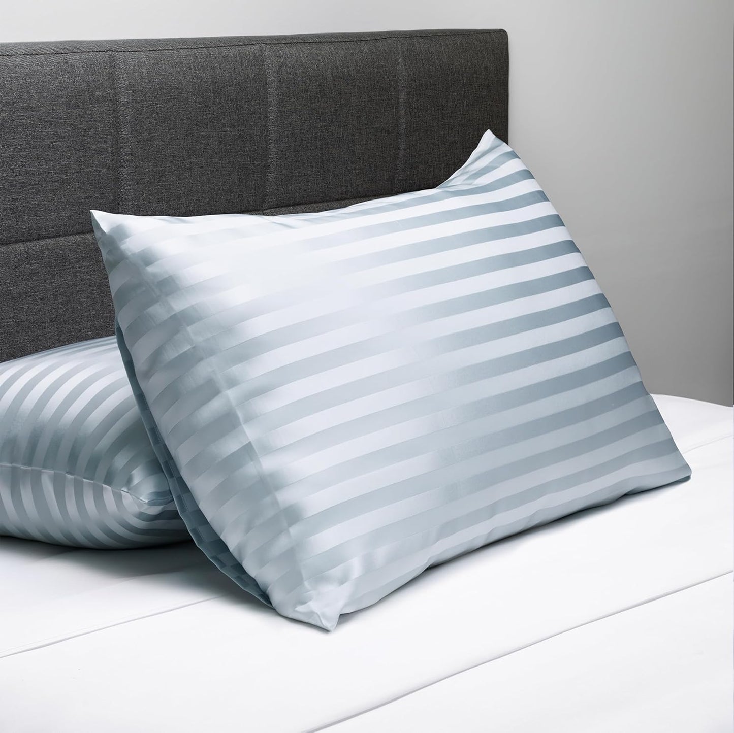 Fishers Finery 30mm 100% Pure Mulberry Silk Pillowcase, Quality Tested (Blue Stripe, King)