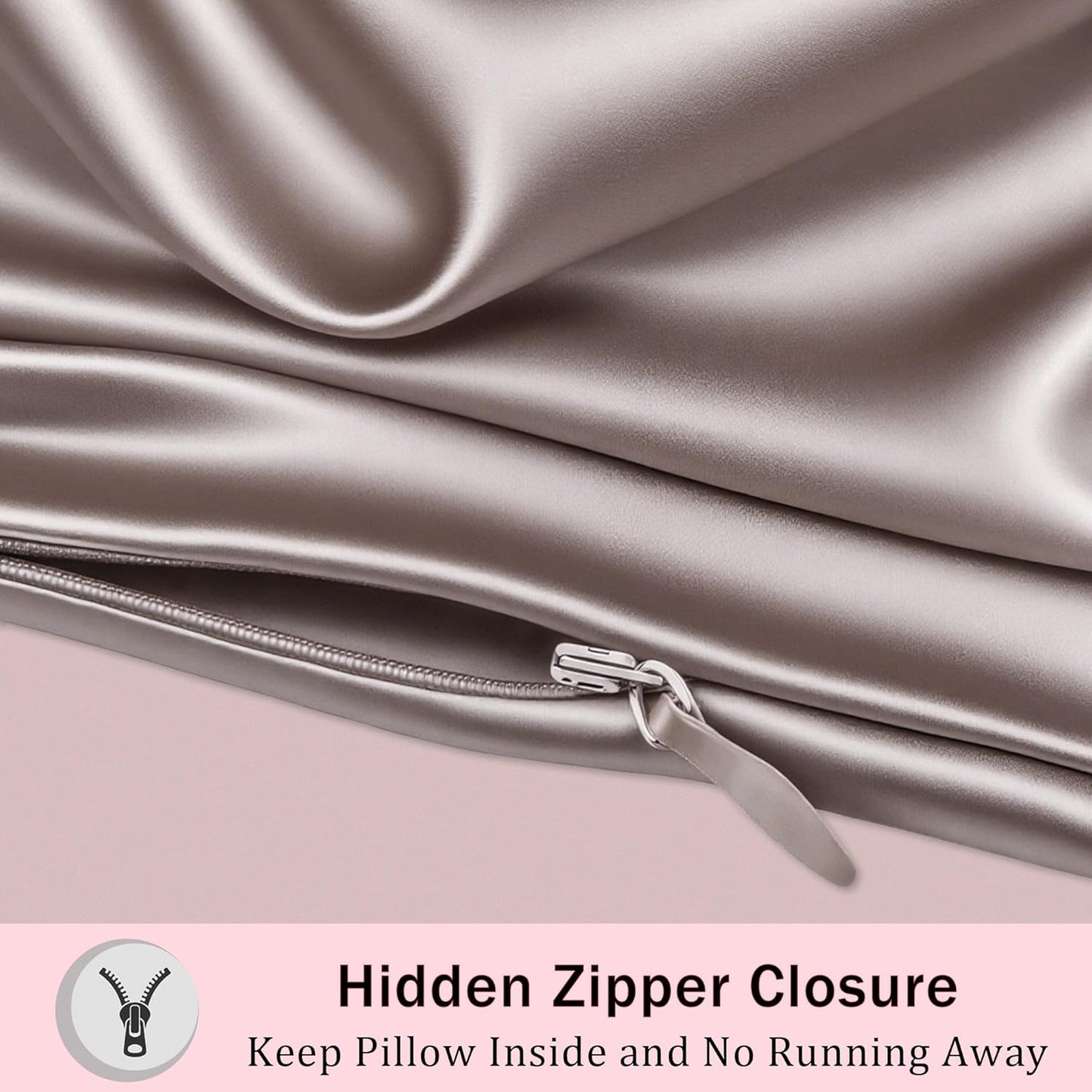 Mulberry Silk King Size Pillow Cases Set of 2, Ultra Smooth Soft Breathable Cooling Pillow Cases for Hot Sleepers, Silk Satin Pillowcases 2 Pack with Zipper for Hair and Skin, Gifts for Women