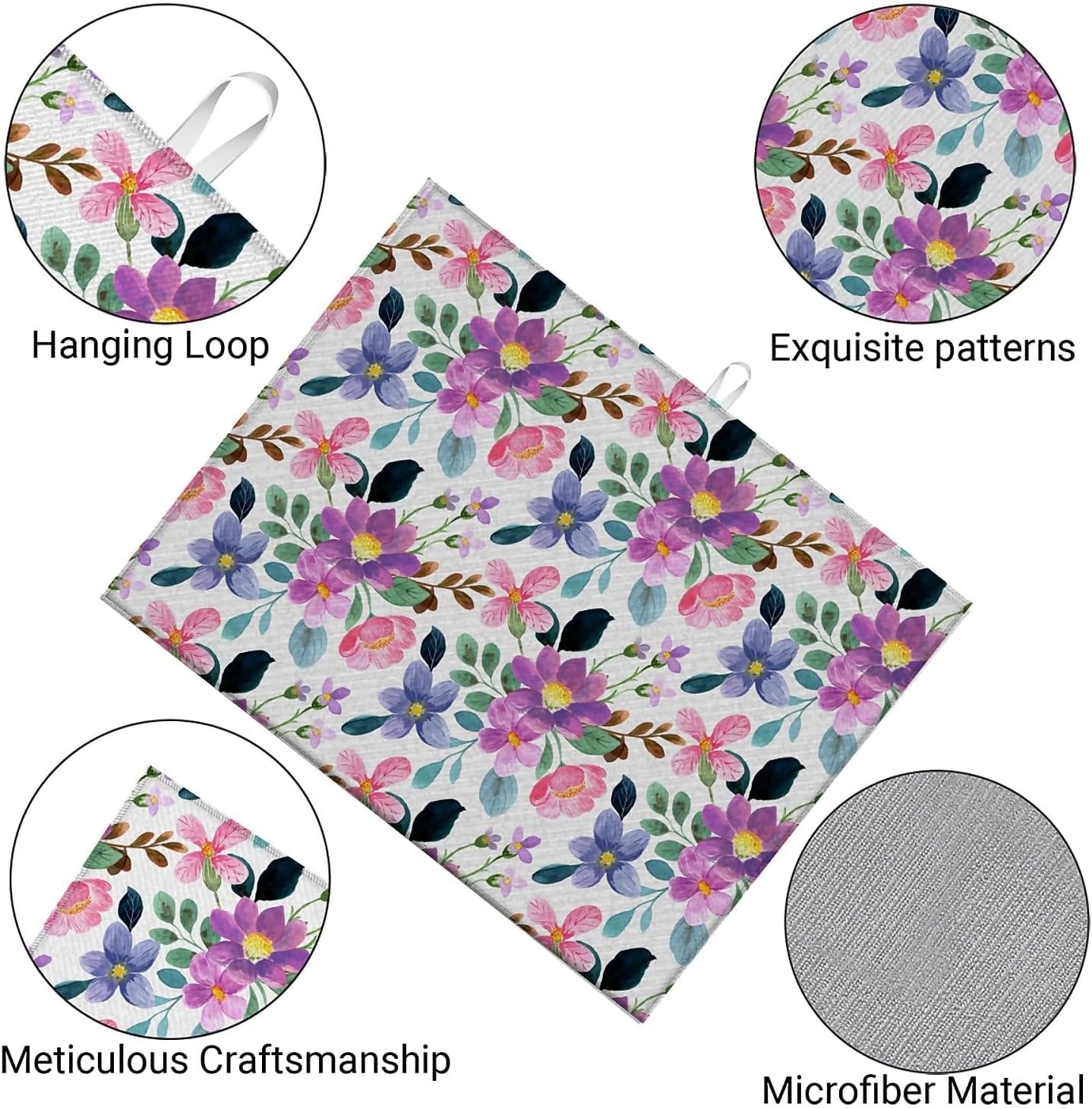 Dish Drying Mat For Kitchen Counter, Colorful Summer Pansy Flowers Microfiber Absorbent Dish Drainer Rack Pad Reusable Large 18x24in Drying Mat