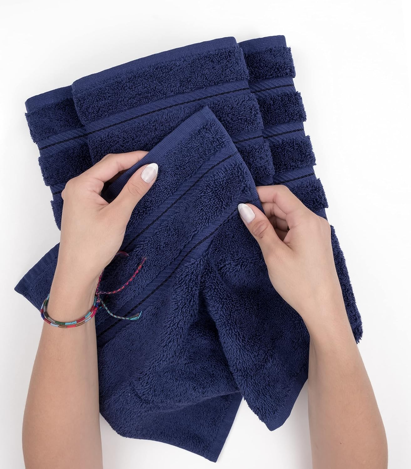 American Soft Linen Luxury 4 Piece Bath Towel Set, 600 GSM 100% Cotton Turkish Bath Towels for Bathroom, 27x54 in Extra Large Bathroom Shower Towels, Navy Blue