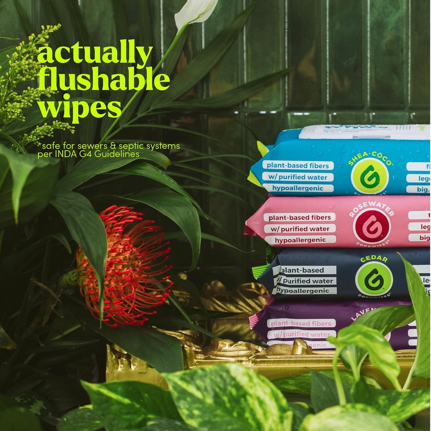 goodwipes Flushable Butt Wipes - Vitamin E & Aloe - Sewer & Septic Safe - Extra Large Adult Wet Wipes For Women & Men - Bathroom Essentials - Lavender, 418 Count (8 Packs + 1 Travel)