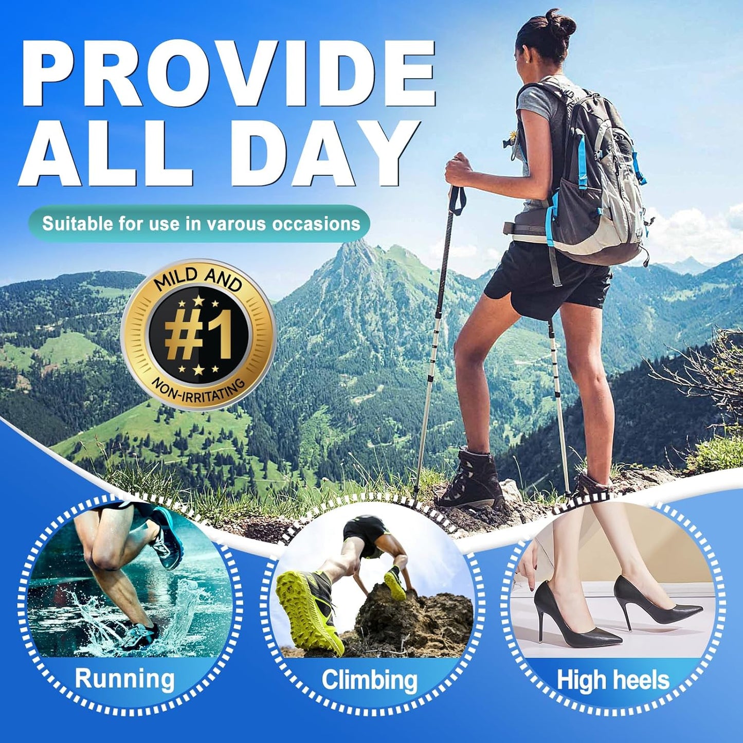 Arme Hydrocolloid Bandages, 50Pcs Gel Blister Bandages for Feet, Waterproof Blister Pads Blister Cushions for Prevention & Recovery, Blister Bandaids for Heel Foot Toe Protection(4 Shape Variety Pack)