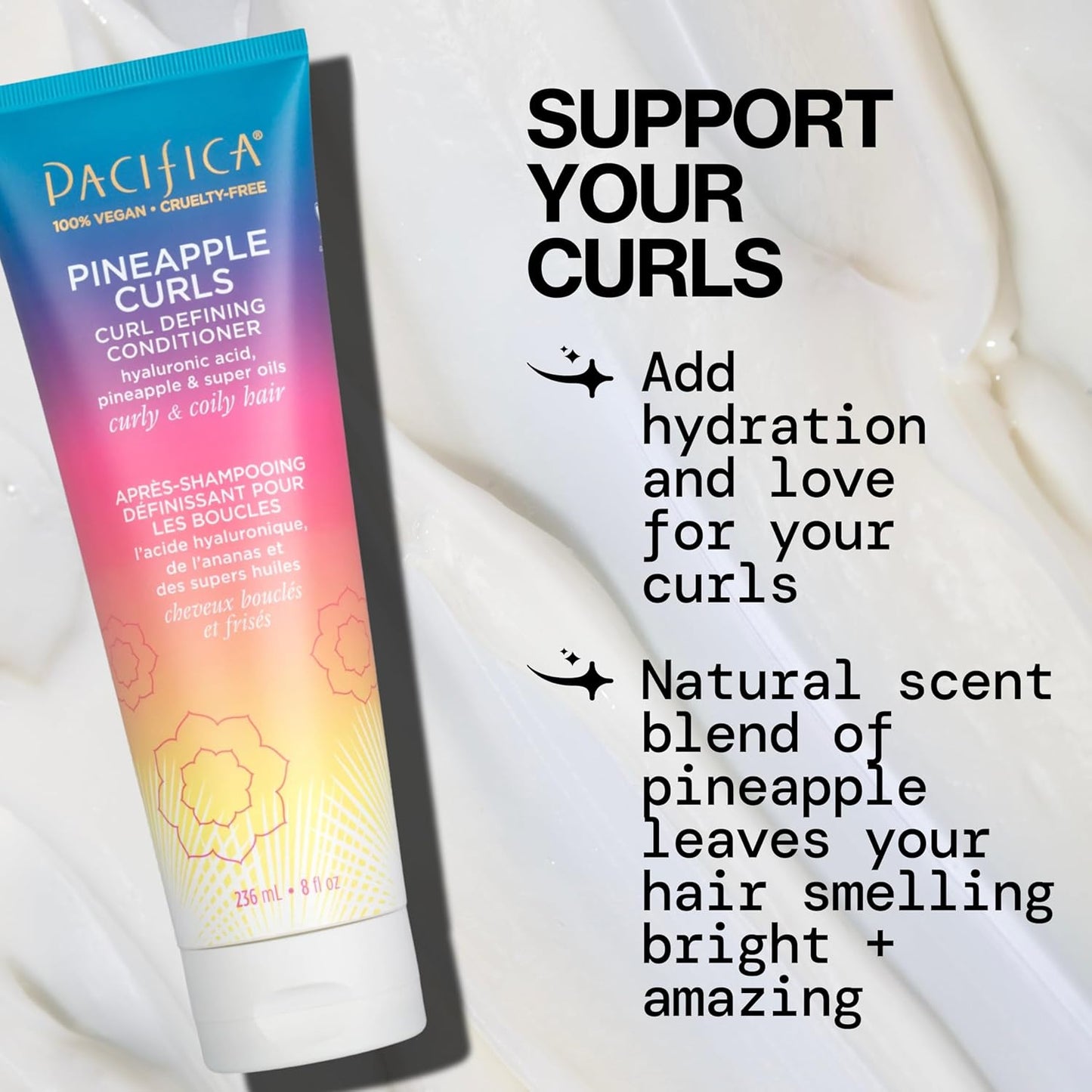 Pacifica Beauty Pineapple Curls 3-Step Hair Care Kit: Curl Defining Shampoo + Conditioner + Pineapple Swirl Curl Cream – Enhances Curls, Reduces Frizz, Vegan & Silicone-Free