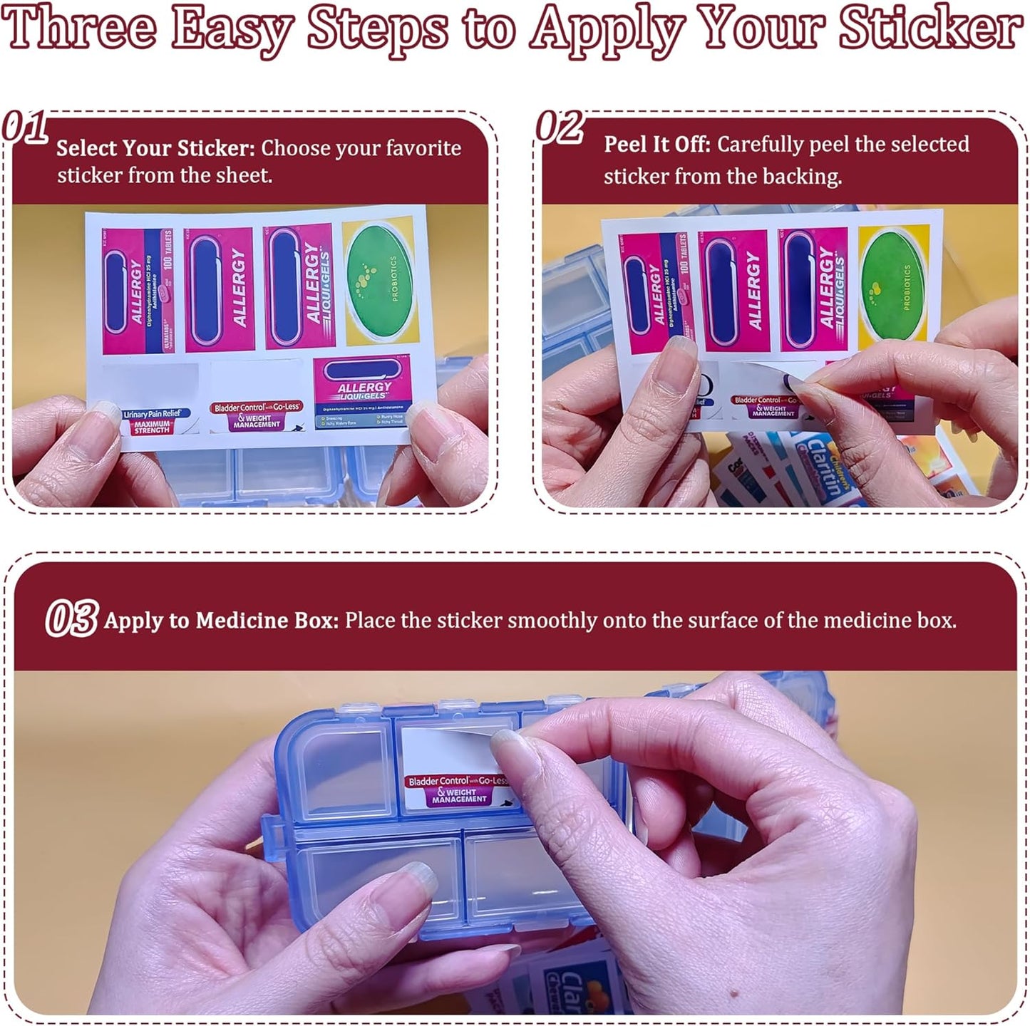 Large Daily Pill Container with Medicine Labels - 7 Day Mini Medication Organizer (Grey, 161 Labels)