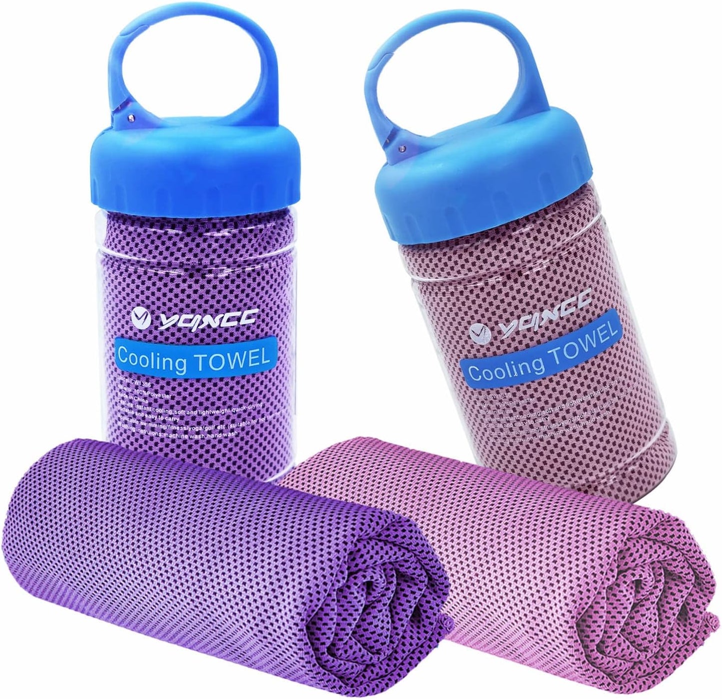 YQXCC Cooling Towel | 2 Pack 47"x12" | Ice Cool for Neck | Soft Breathable Microfiber Chilly | for Yoga, Golf, Gym, Camping, Running, Workout & More Activities