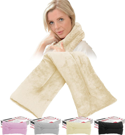 Microwavable Heating Pads for Winter Warmth, Back, Stomach & Head Comfort – Kalore Neck Wrap with Velboa Faux Fur Cover – Even Heat Distribution Hot Compress Bag – Wheat Heat Pad – Unscented – Cream