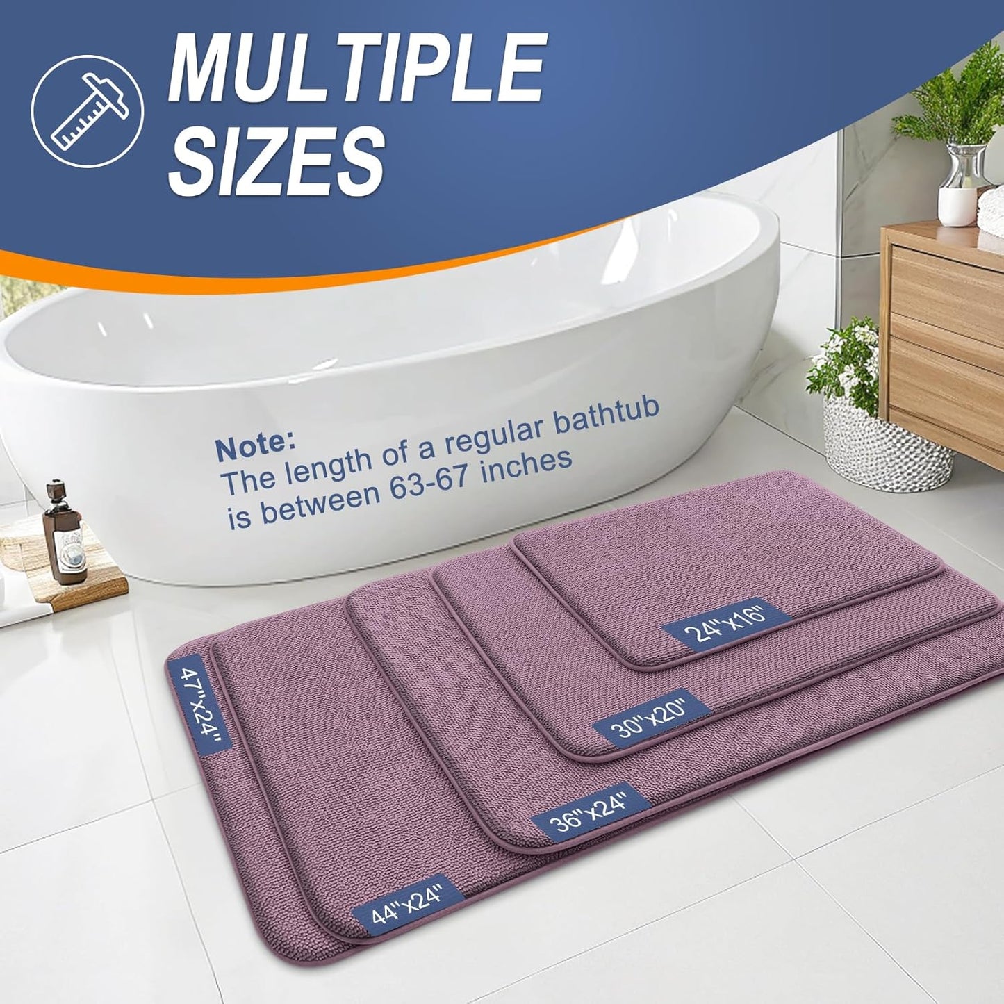 OLANLY Thick Memory Foam Bath Mat Rug 30x20, Extra Soft Absorbent Bathroom Rug, Quick Dry Bath Mats, Non-Slip, Machine Washable Carpet for Bathroom, Tub and Shower, Home Decor Accessories, Deep Plum