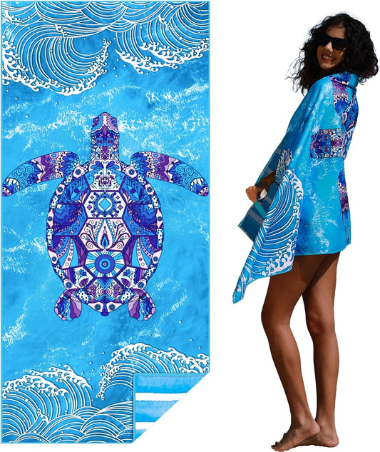 Microfiber Thin Lightweight Beach Towel Sand Free Quick Dry Absorbent Compact Towels for Swimming Pool Camping Beach Accessories Large Easy Pack Travel Things for Vacation Essentials Adult Gift