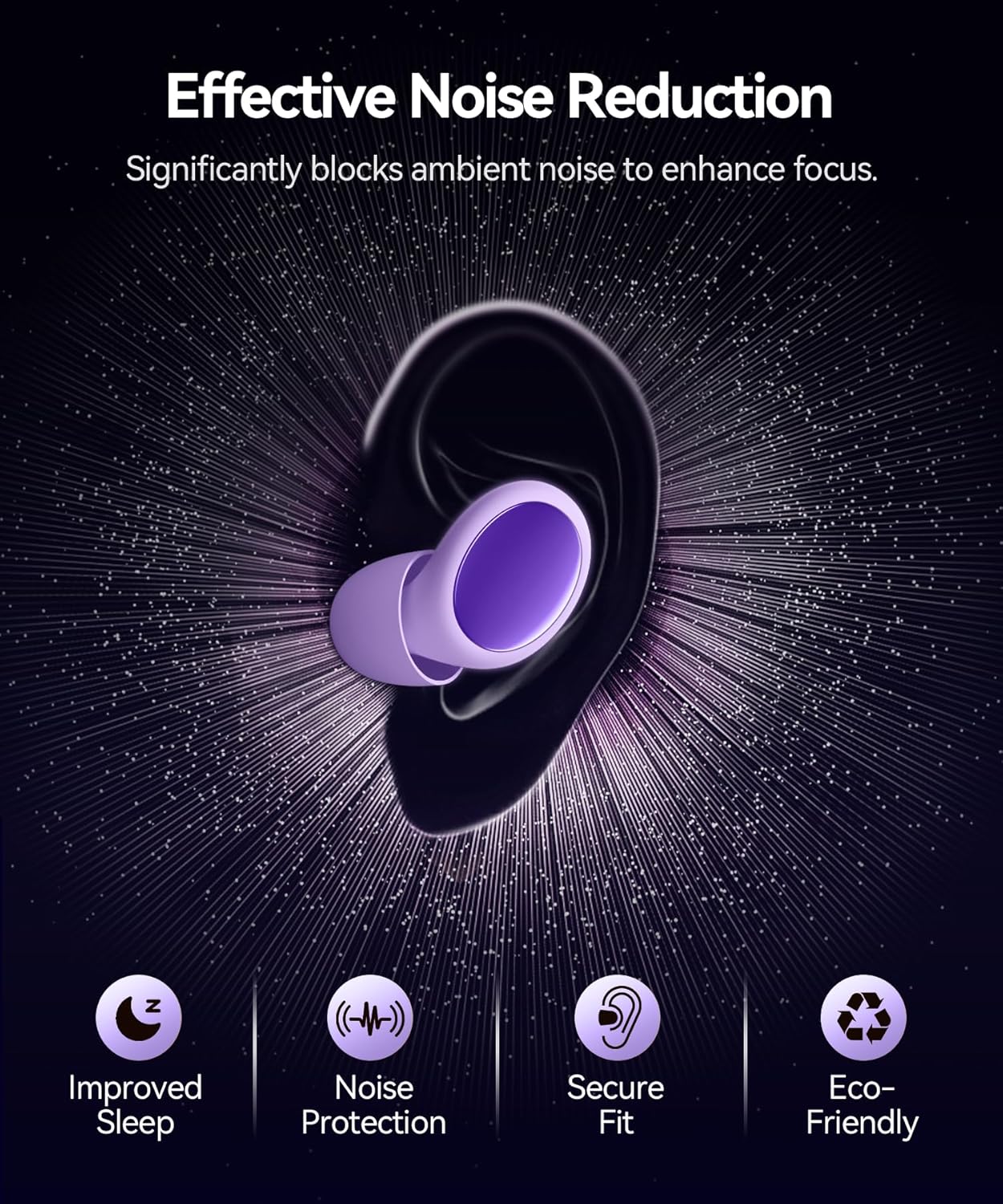 Ear Plugs for Sleeping 45dB Noise Cancelling Ear Plugs for Concerts & Noise Reduction, Earplugs for Sleep, Snoring Airplane Musician Calmer, Silicone Earplugs Reusable Concert Ear Plug +8Tip Violet