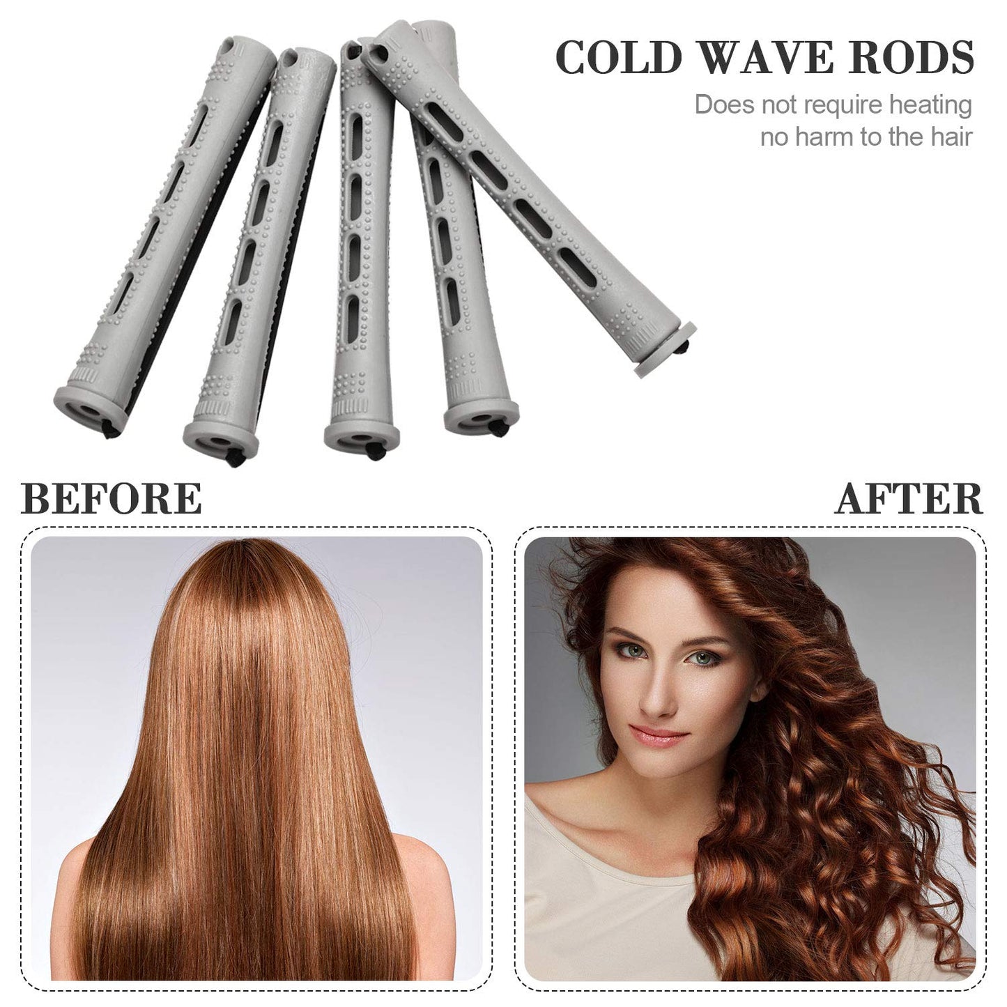 WILLBOND 36 Pieces Cold Wave Rod Hair Perm Rods Hair Rollers Perming Curlers with Steel Rat Tail Comb for Hairdressing Styling