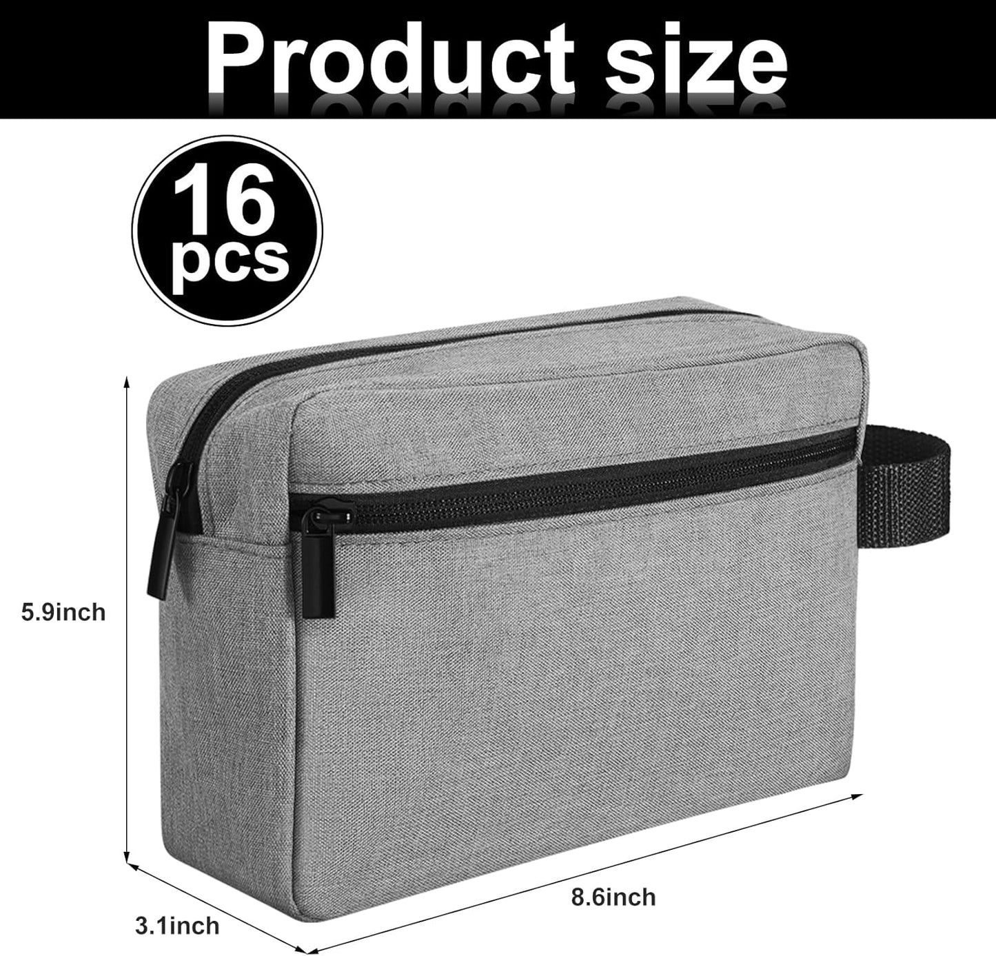 Paterr 16 Pcs Travel Toiletry Bag for Women Men Large Water Resistant Shaving Bag Hanging Cosmetic Bag with Handle and Divider Storage Travel Pouch Case (Gray)