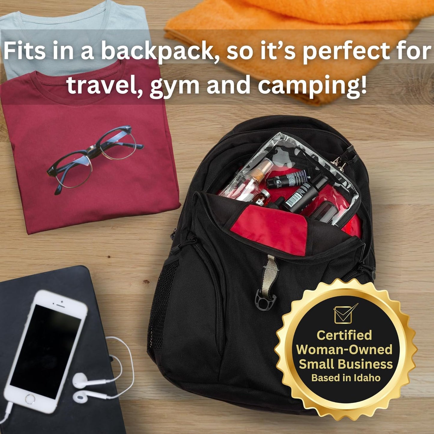 BORSALI TSA-Approved Quart-Sized Bag for Carry-On Travel - One (1) Quart Clear Toiletries, Cosmetic and 3-1-1 Liquids Toiletry Bag - 5 Pack Colors