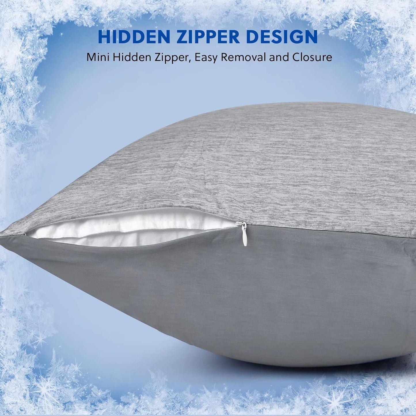 HOMFINE Cooling Pillowcases King Size - Double Side Q-Max 0.439 Cooling Fiber for Pillow Protector, Breathable Cold Pillow Cover for Hot Sleeper Night Sweat, Hidden Zipper, 2 Pack (20"x36", Grey)