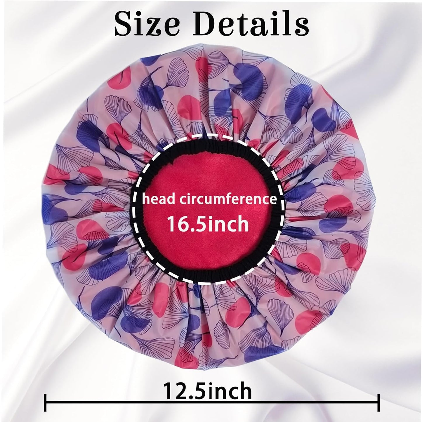 Shower Cap for Women, Shower Caps Reusable Waterproof, Large Plastic Satin Lined Shower Cap for Braids Long Hair