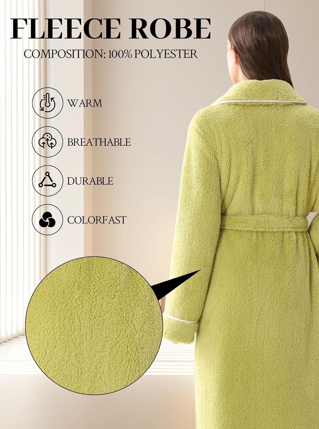 Hellomamma Long Bath Robe for Womens Plush Soft Fleece Bathrobes Nightgown Ladies Pajamas Sleepwear Housecoat