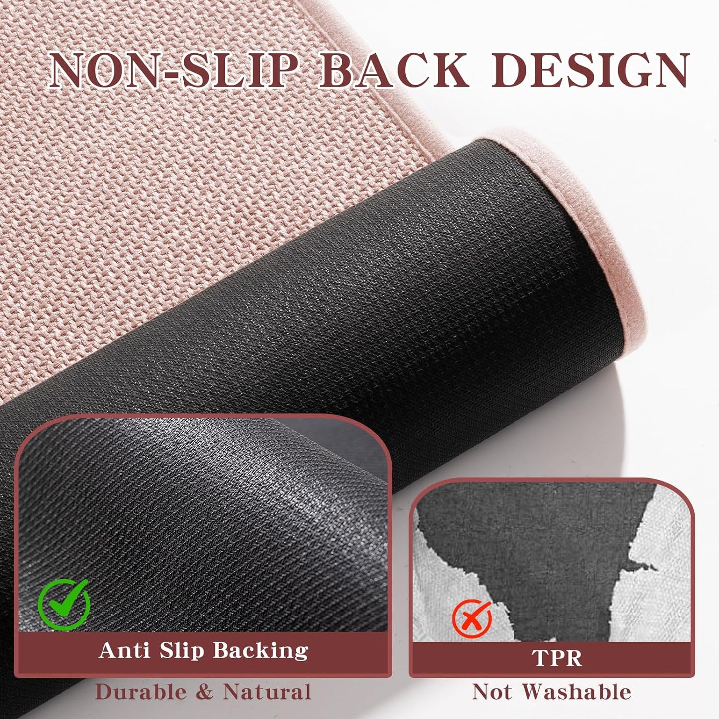 chakme Bathroom Rugs Mat U-Shaped 24x17, Ultra ThinNon Slip Bath Mat Small Quick Dry Absorbent Bath Matfor Bathroom Floor, (Pink, U-24"x17")