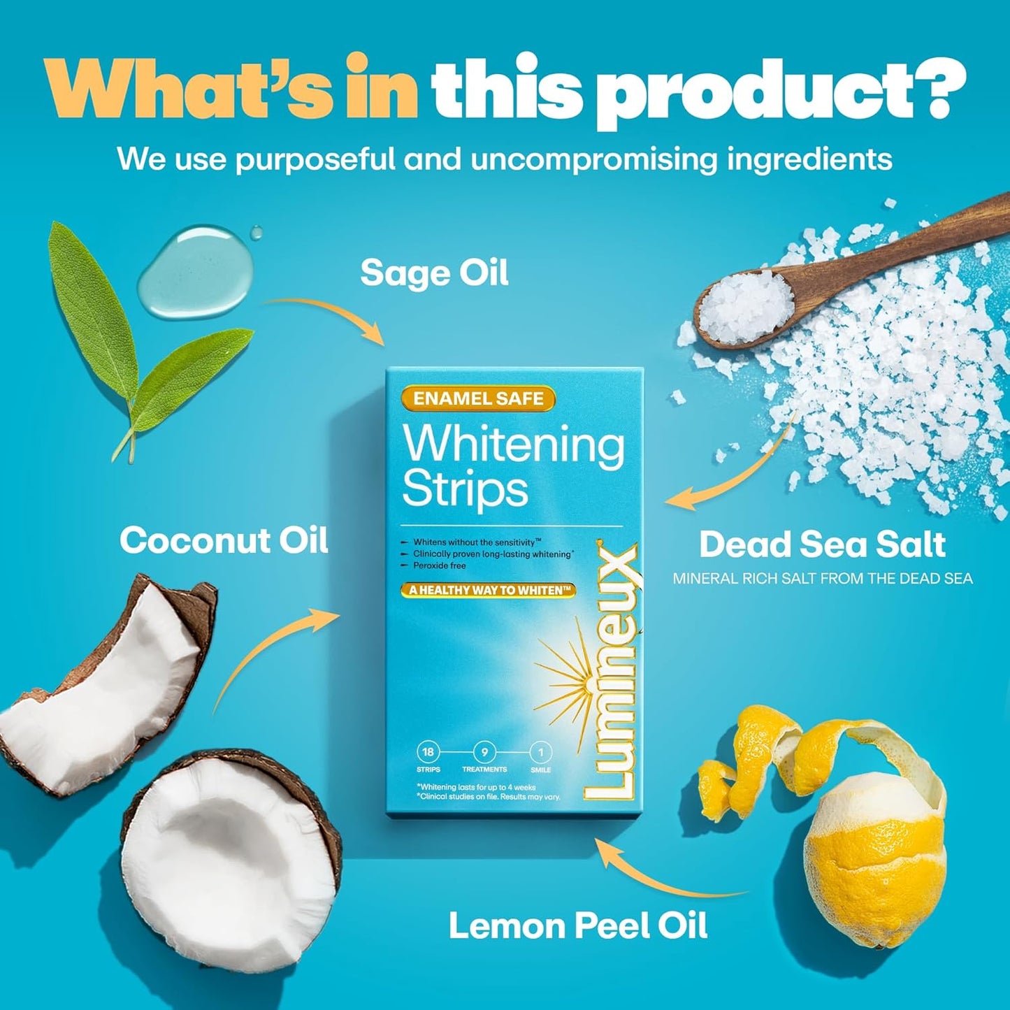 Lumineux Teeth Whitening Strips 9 Treatments – Peroxide Free - Enamel Safe for Whiter Teeth - Whitening Without The Sensitivity - Dentist Formulated - Sensitivity Free