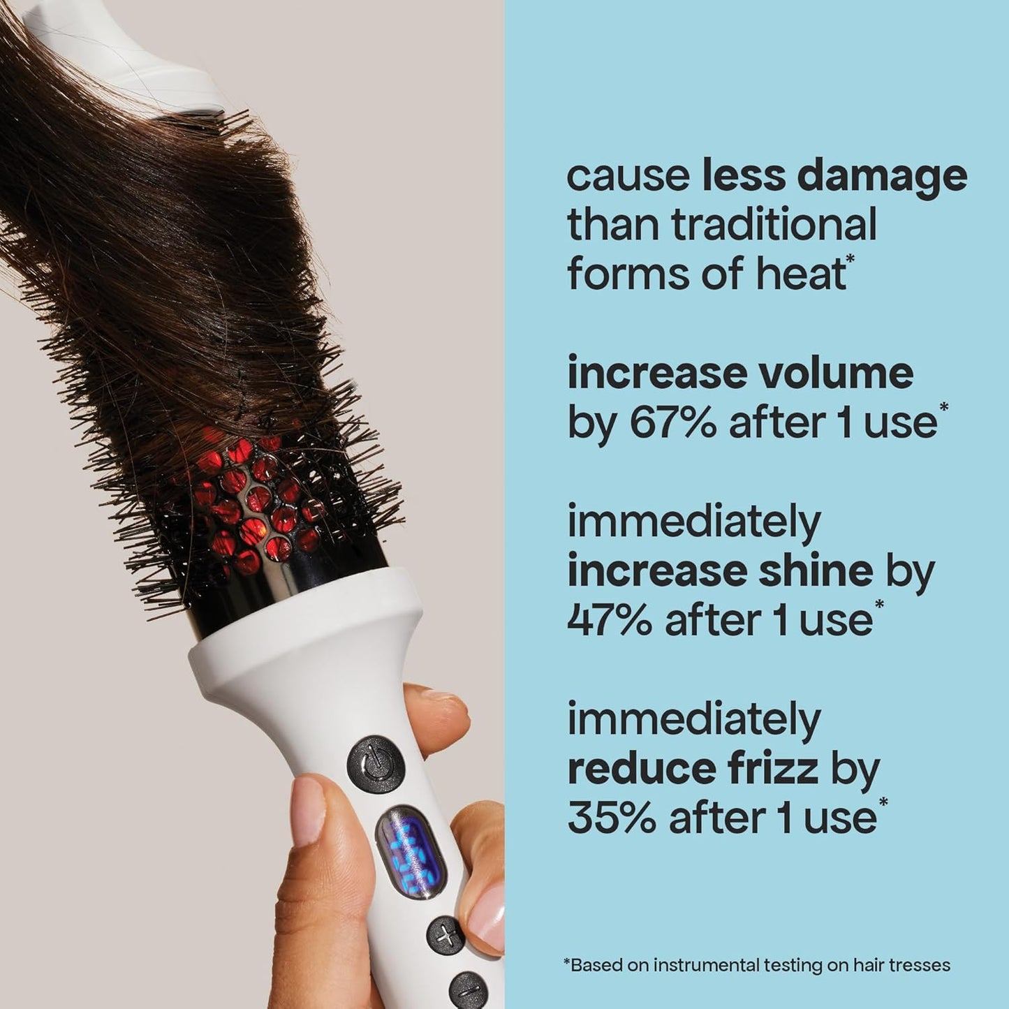 BONDIBOOST Infrared Thermal Brush, Heated Thermal Round Brush for Smooth + Shiny Hair, Dry Hair Styling for Instant Volume, Less Hair Breakage + Minimizes Snags, Frizz-Free
