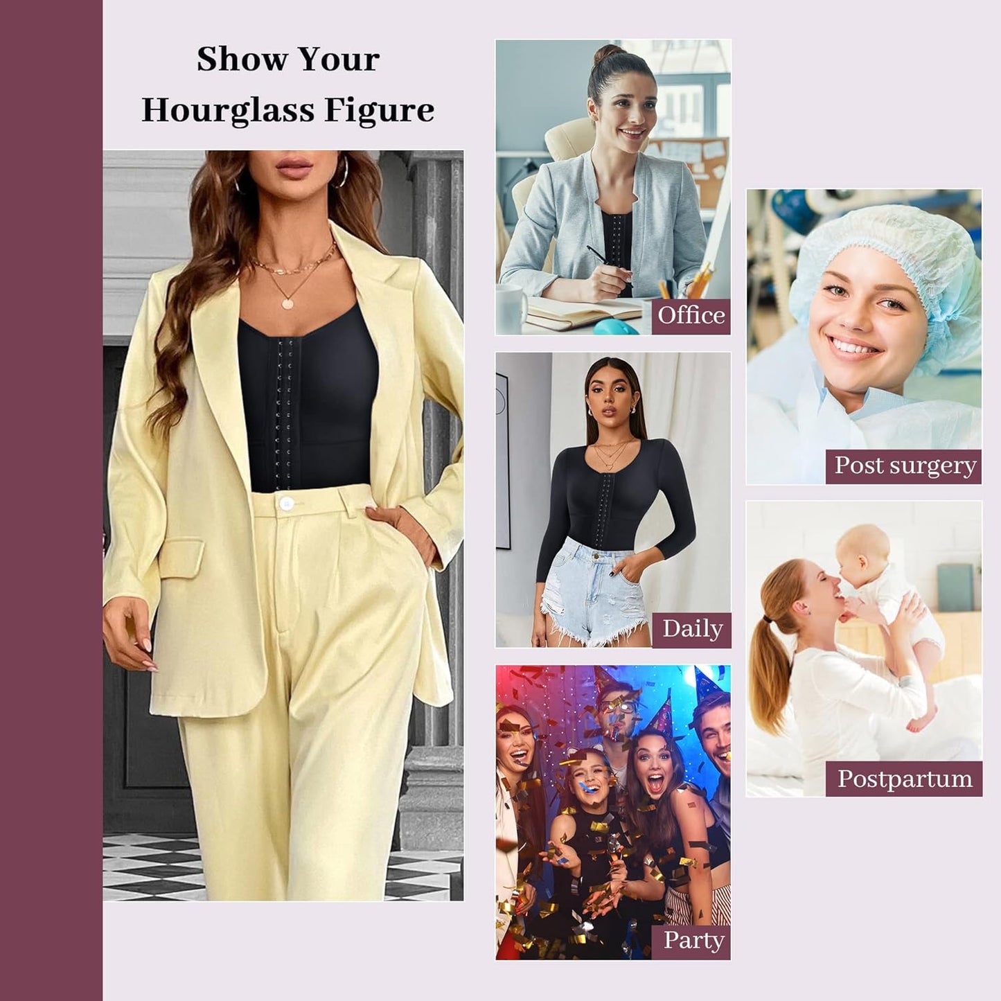 RDSIANE Waist Slimming Girdles Tummy Control Body Shaper Waist Trainer Bodysuit With Arms Compression For Post Surgery