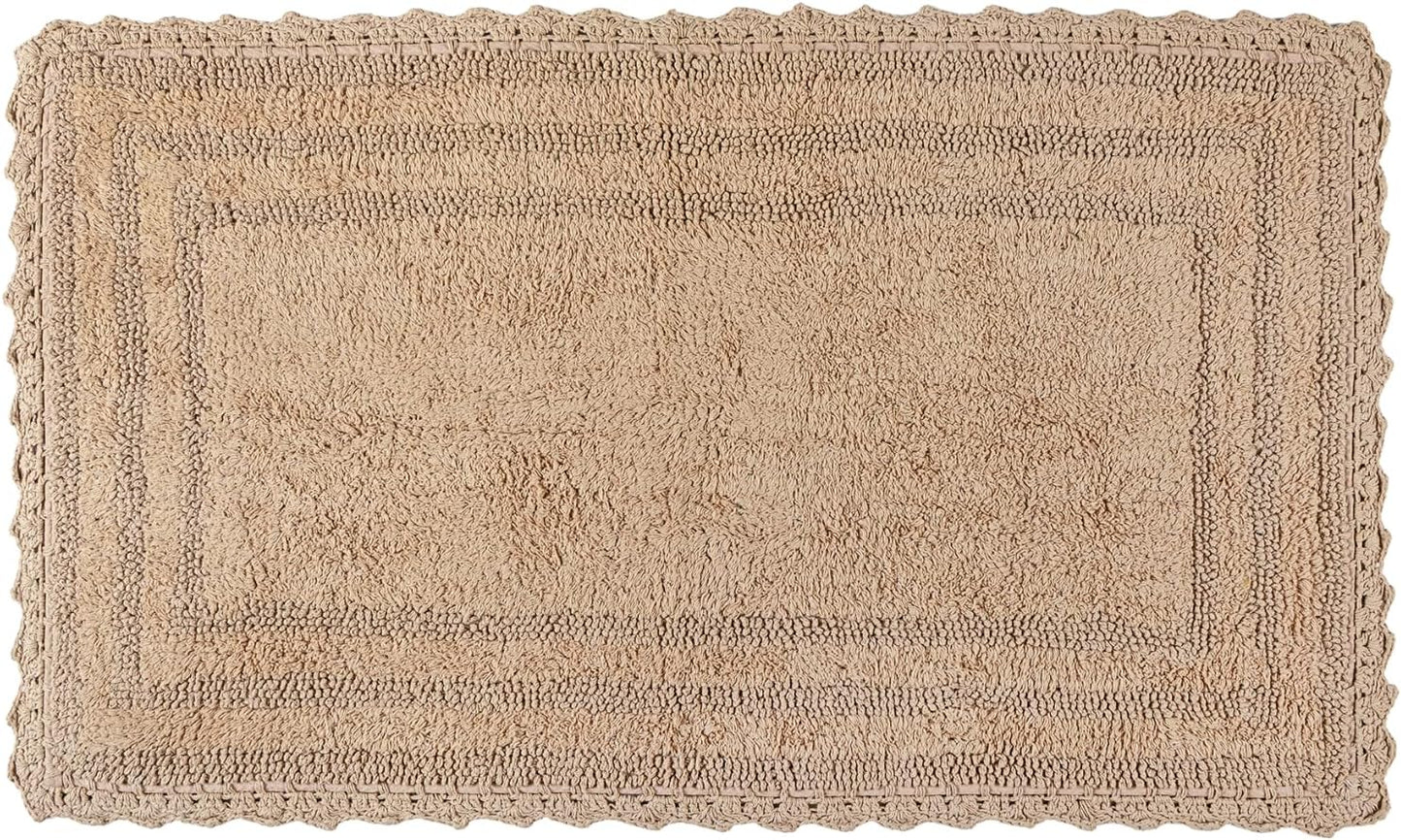 RAJRANG Bath Rug for Bathroom Kitchen Spa Sand Cotton Absorbent Soft Reversible Boho Bath Mat Rectangle 34x21 Inches