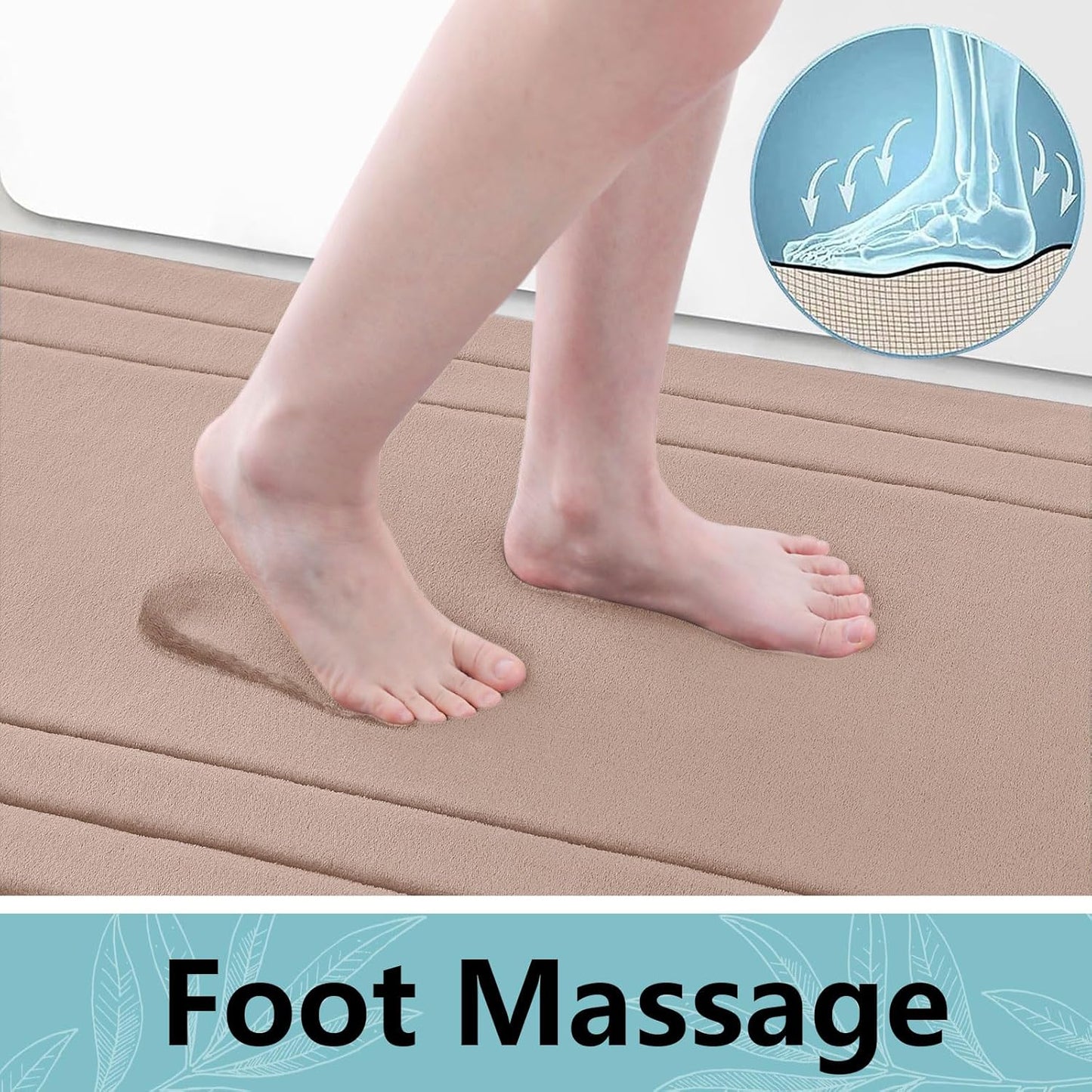 Arotive Memory Foam Bathroom Rug Mat 54x24, Ultra Soft and Absorbent Bath Mat, Machine Wash Dry, Comfortable Bath Rug Carpet for Bathroom Floor, Tub and Shower, Camel