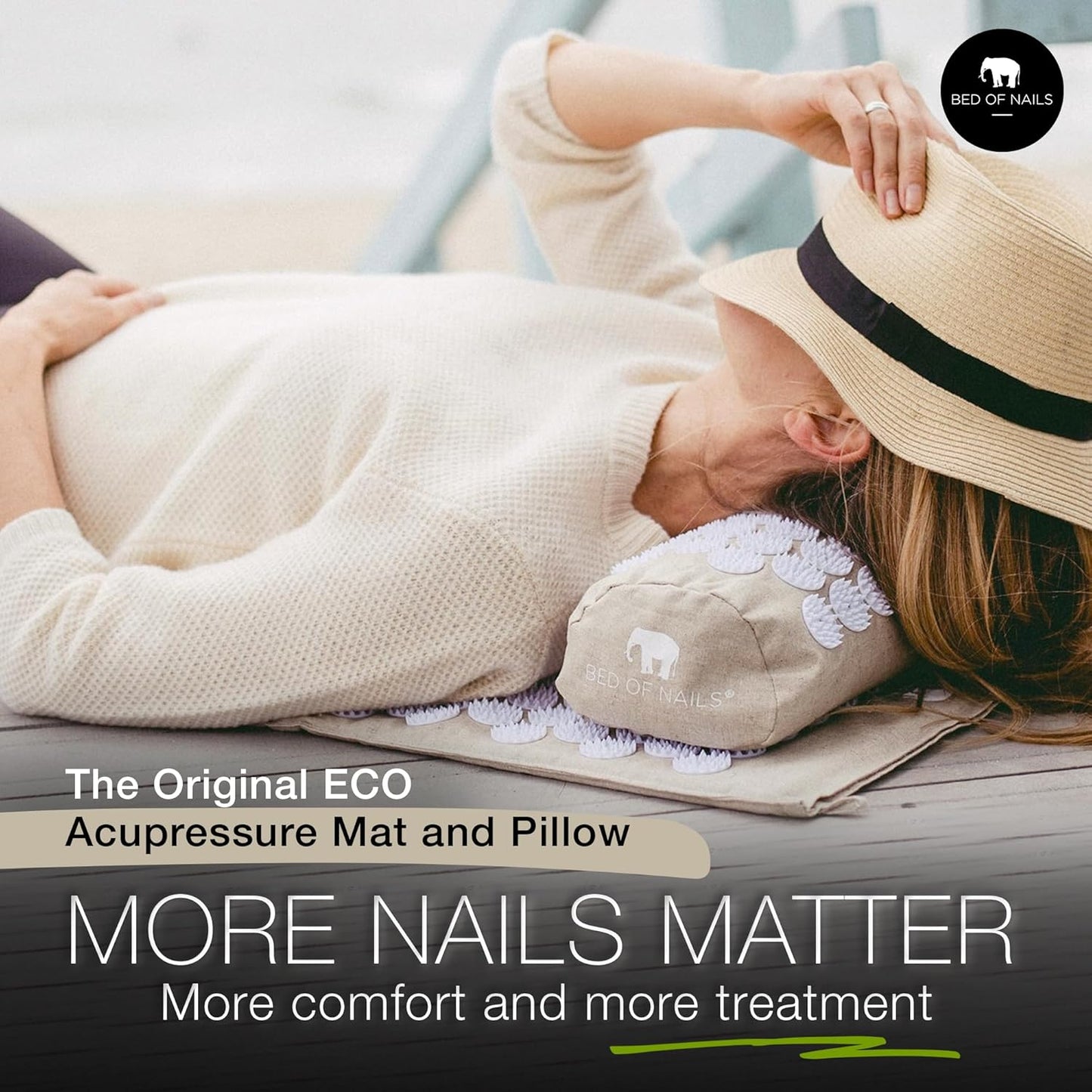 Bed of Nails Original Premium ECO Gift Set, Acupressure Mat and Pillow with 10,962 Pressure Points, Relieves Neck/Back Pain, Relaxes, Increases Energy, Includes Bag