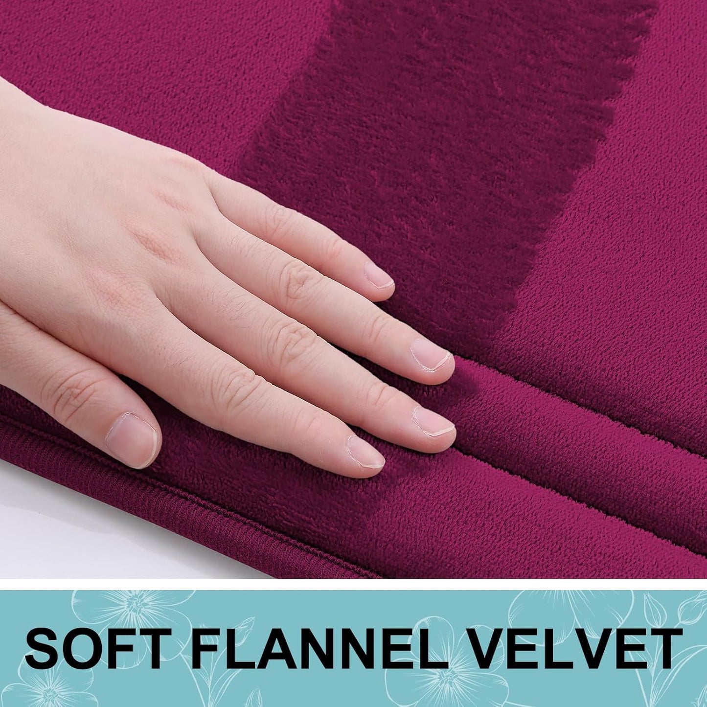 Grandaily Memory Foam Bath Mat Rug 36x24, Ultra Soft, Non-Slip and Absorbent Bathroom Rugs, Machine Wash Dry, Comfortable Bath Carpet for Bathroom Floor, Tub and Shower, Burgundy