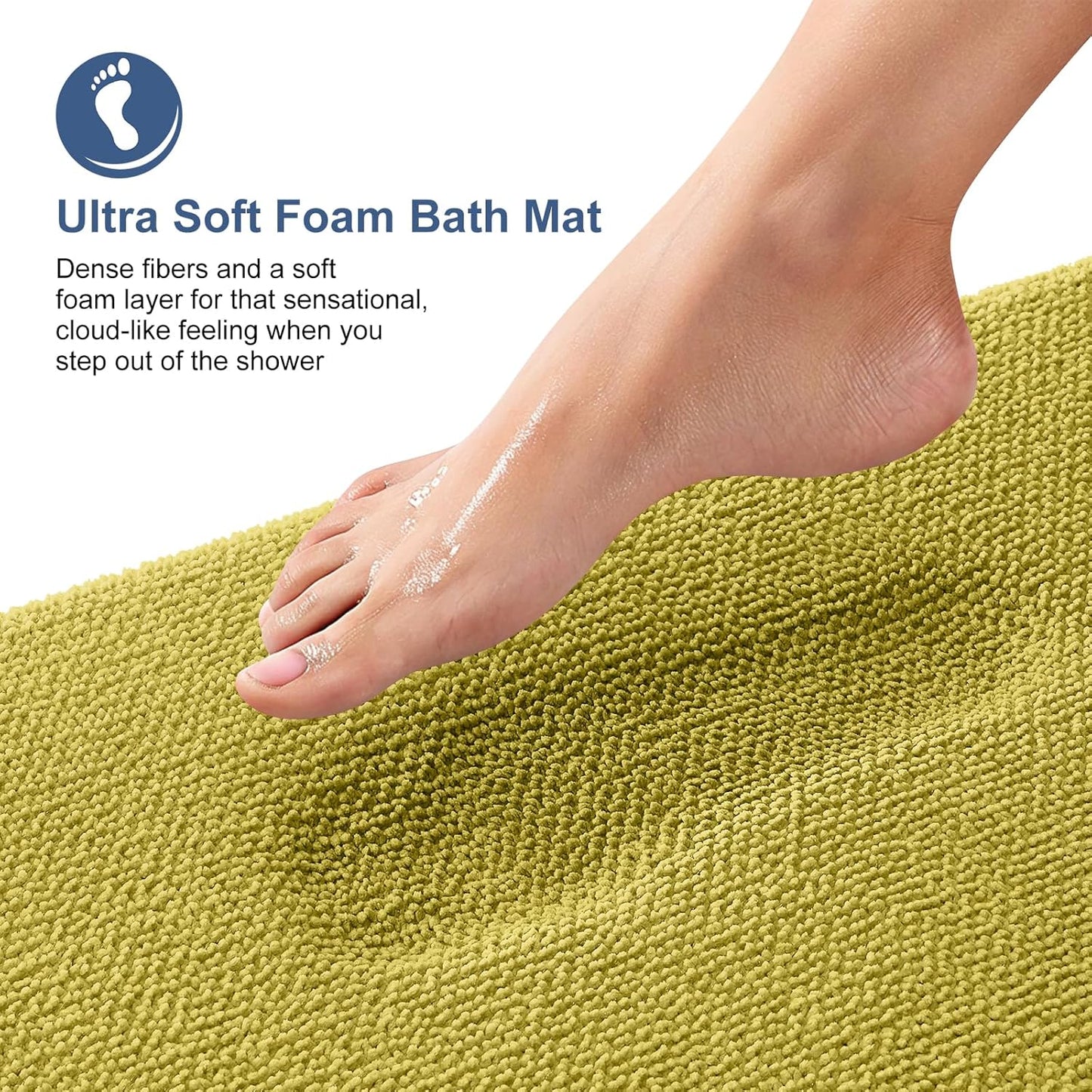 OLANLY Thick Memory Foam Bath Mat Rug 30x20, Extra Soft Absorbent Bathroom Rug, Quick Dry Bath Mat, Non-Slip, Machine Washable Carpet for Bathroom, Tub and Shower, Home Decor Accessories, Deep Mustard