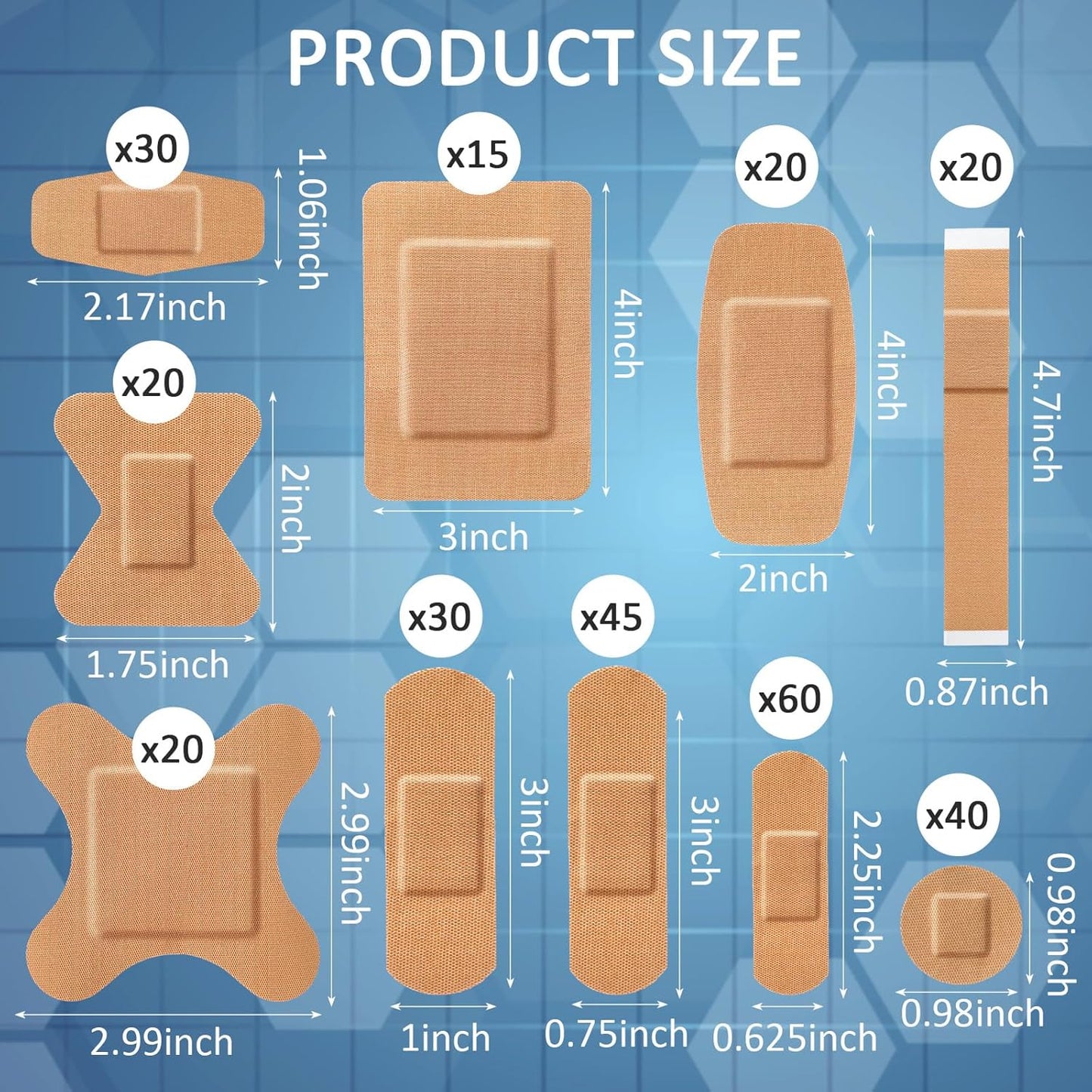 Geiserailie 300 Pcs Adhesive Bandages Family Variety Pack Fabric and Waterproof Assorted Bandages Bulk Sterile Individually Wrapped Bandages for First-Aid, Scrapes, Fingers (Flexible Fabric Bandage)