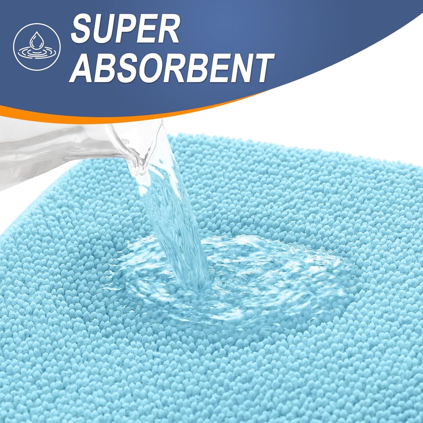 OLANLY Thick Memory Foam Bath Mat Rug 24x16, Extra Soft Absorbent Bathroom Rug, Quick Dry Bath Mats, Non-Slip, Machine Washable Carpet for Bathroom, Tub and Shower, Home Decor Accessories, Sky Blue