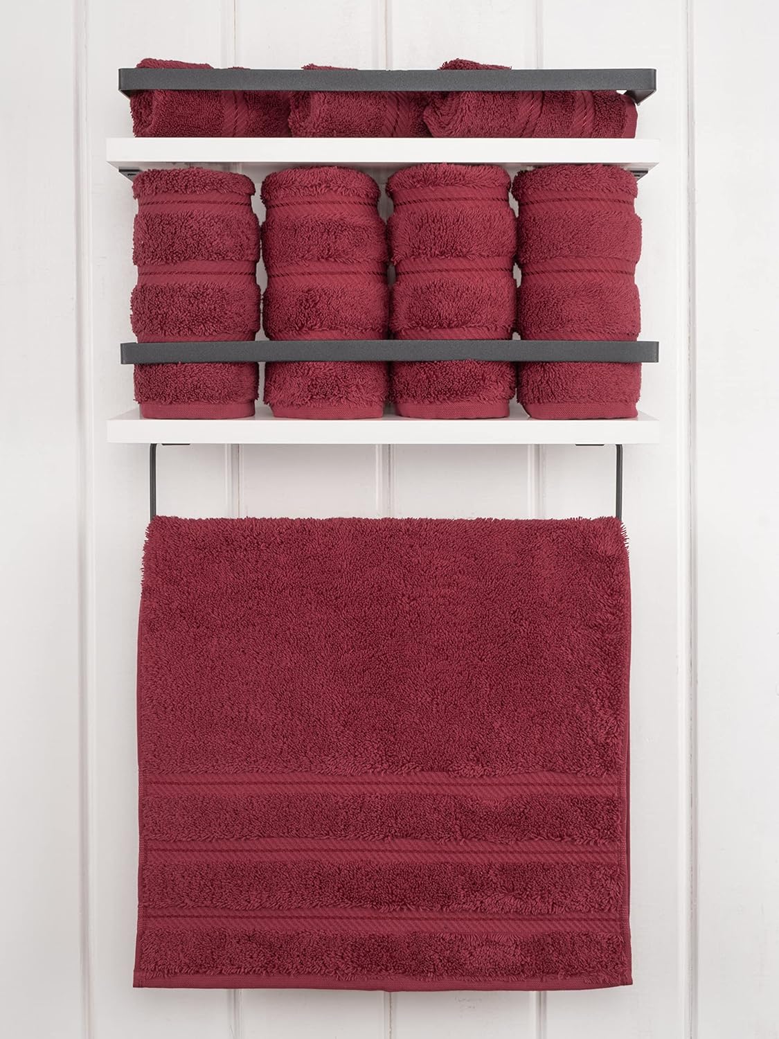 American Soft Linen Luxury Hand Towels for Bathroom, 600 GSM 100% Cotton Turkish 4 Piece Hand Towel Set, 600 GSM Hand Face Towels for Kitchen, Bordeaux Red Hand Towels