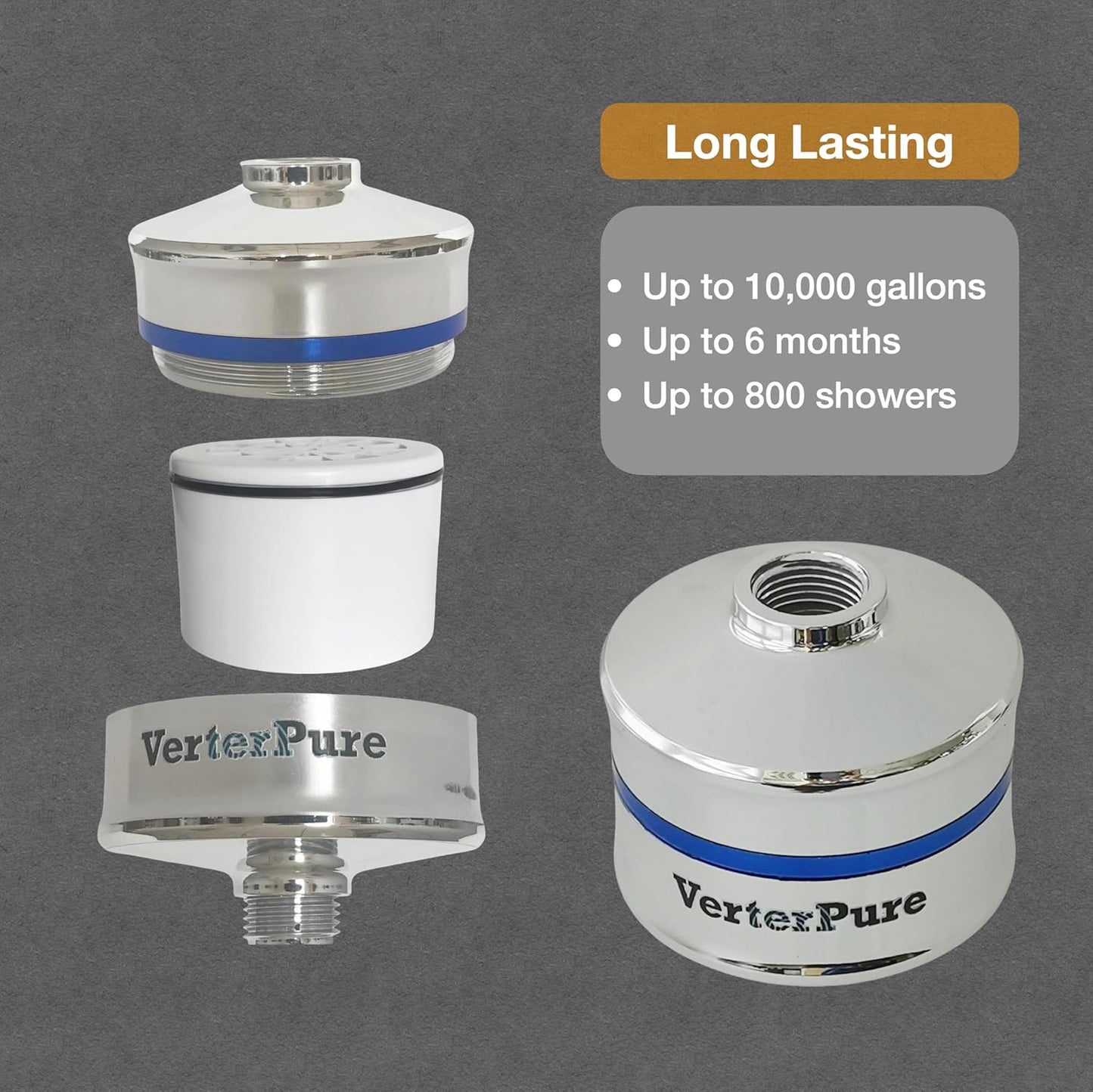 Compact Shower Filter – High Output, 100% KDF-55, Removes Chlorine & Contaminants, Softens & Purifies Hard Water, Improves Skin & Hair, Easy Installation, Hot or Cold Water, Chrome