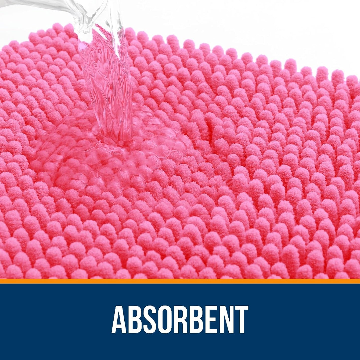 OLANLY Bathroom Rugs 36x24, Extra Soft Absorbent Chenille Bath Rugs, Rubber Backing Quick Dry, Machine Washable Bath Mats for Bathroom Floor, Tub and Shower, Home Decor Accessories, Hot Pink