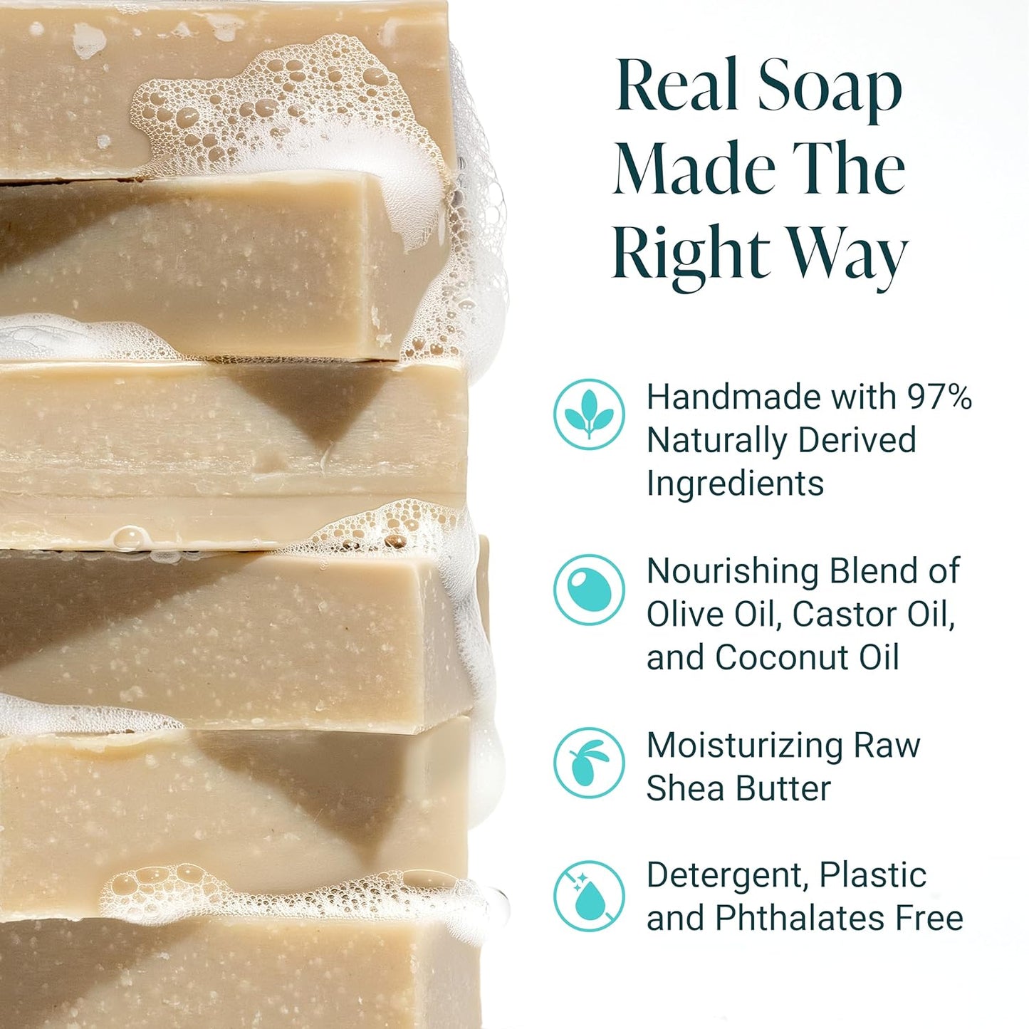 The Bubble Factory Handmade Natural Bath & Body Soap Bar, Vegan, All-Natural, Palm Oil Free, Made in USA with Shea Butter + Essential Oils, Patchouli Mud, 3 Bars