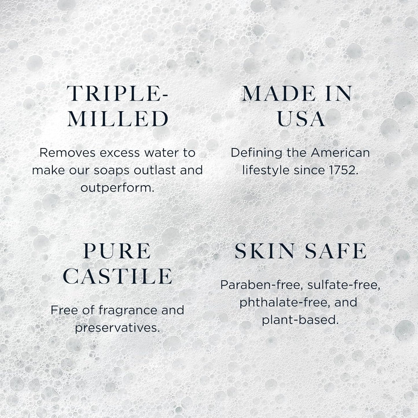 Caswell-Massey Pure Castile Bar Soap for Men & Women, Unscented & Moisturizing Natural Soap Bar for All Skin Types, Made with Essential Oils & Plant-Based Formula for Face, Body & Hair, 6.4 oz