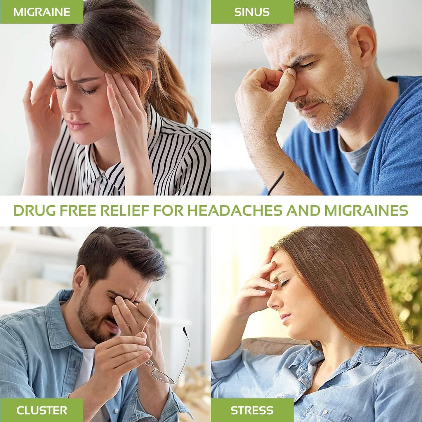 Migraine Relief Cap Ice Head Wrap Headache and Migraine Hat | Headache Relief with Hot/Cold Gel Head Ice Pack with Face and Eye Headache Mask Compress - Green