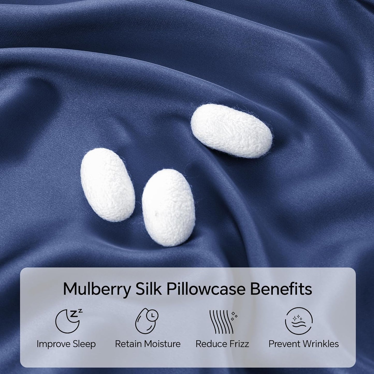 INFIIXSO Mulberry Silk Pillow Cases King Size Set of 2, Silk Pillowcase with Hidden Zipper 20"x36", Extraordinary Smooth and Soft Pillow Case for Hair and Skin(Navy, 2 Pack)