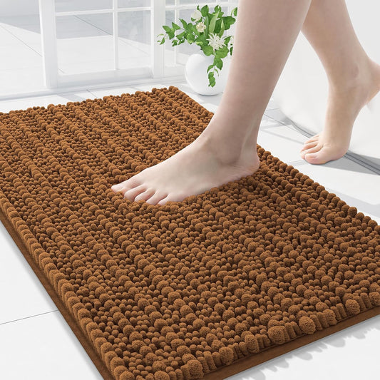Arotive Luxury Chenille Bathroom Rug Mat, Extra Soft Thick Absorbent Shaggy Bath Rugs, Non-Slip Machine Wash Dry, Plush Bath Mats for Bathroom, Shower and Tub, 30x20, Ochre