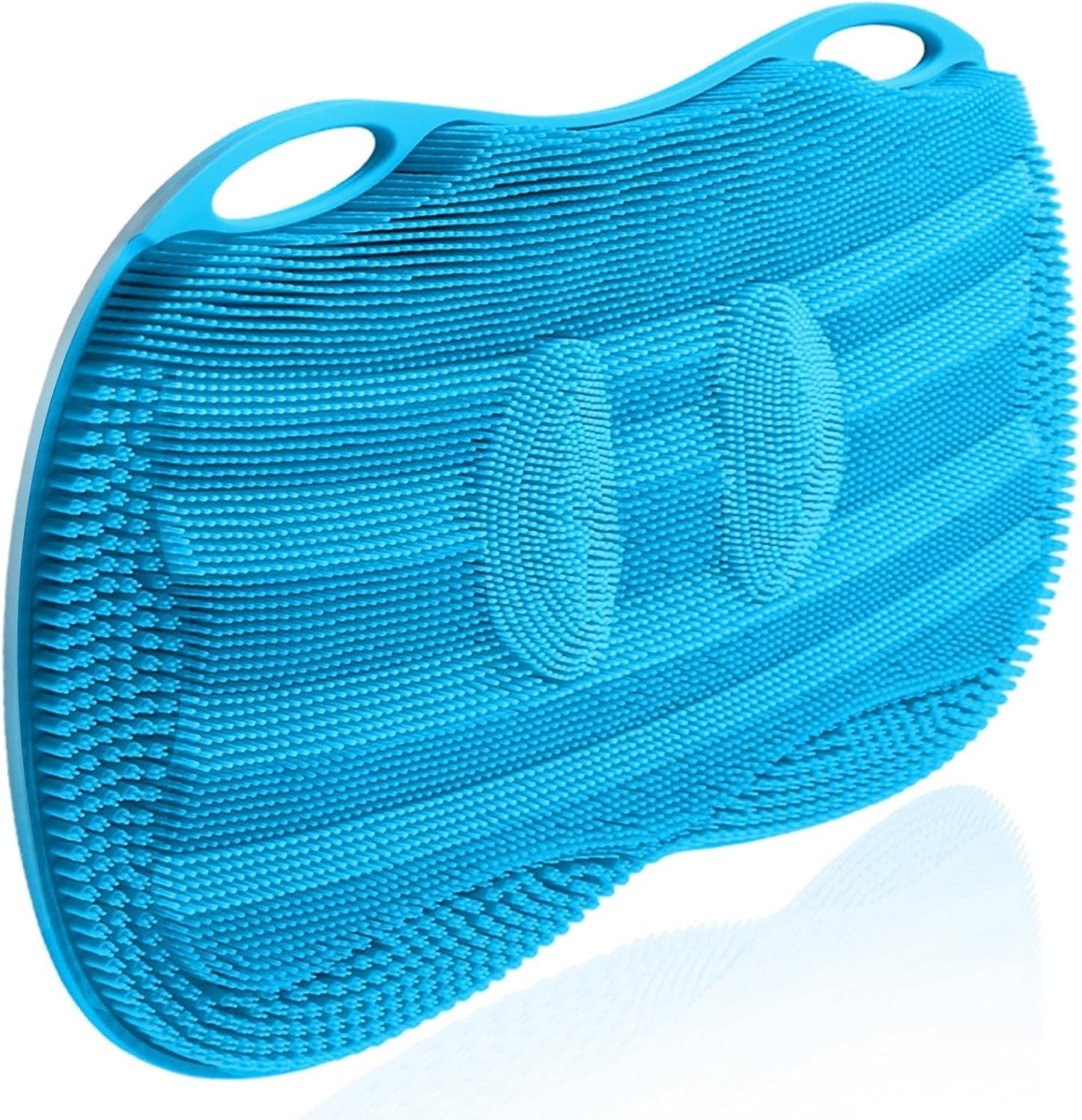 Kalolary Silicone Shower Foot Scrubber Mat, Large Foot Scrubber in Shower with Non Slip Suction Cups Foot Cleaner Brush to Clean Exfoliate and Massage Feet Without Bending Over Easy to Clean (Blue)
