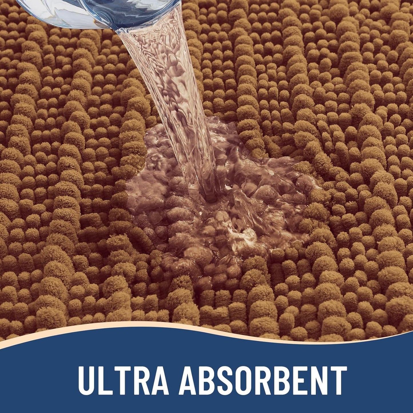 Arotive Luxury Chenille Bathroom Rug Mat, Extra Soft Thick Absorbent Shaggy Bath Rugs, Non-Slip Machine Wash Dry, Plush Bath Mats for Bathroom, Shower and Tub, 30x20, Ochre