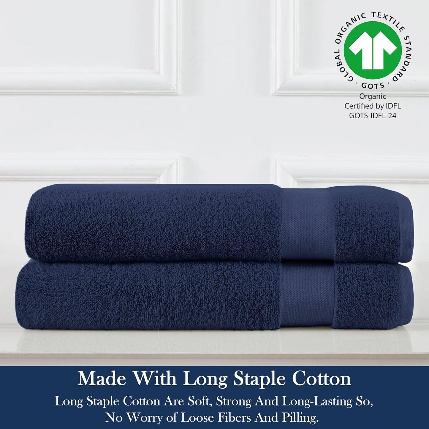Delara Organic Cotton Luxuriously Plush Hand Towel Pack of 2 | GOTS & OEKO-TEX Certified | Premium Hotel Quality Towels | Feather Touch Technology|650 GSM Long Staple|Soft, Quick Dry & Ultra-Absorbent
