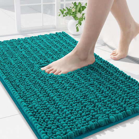 Arotive Luxury Chenille Bathroom Rug Mat, Extra Soft Thick Absorbent Shaggy Bath Rugs, Non-Slip Machine Wash Dry, Plush Bath Mats for Bathroom, Shower and Tub, 30x20, Lake Blue