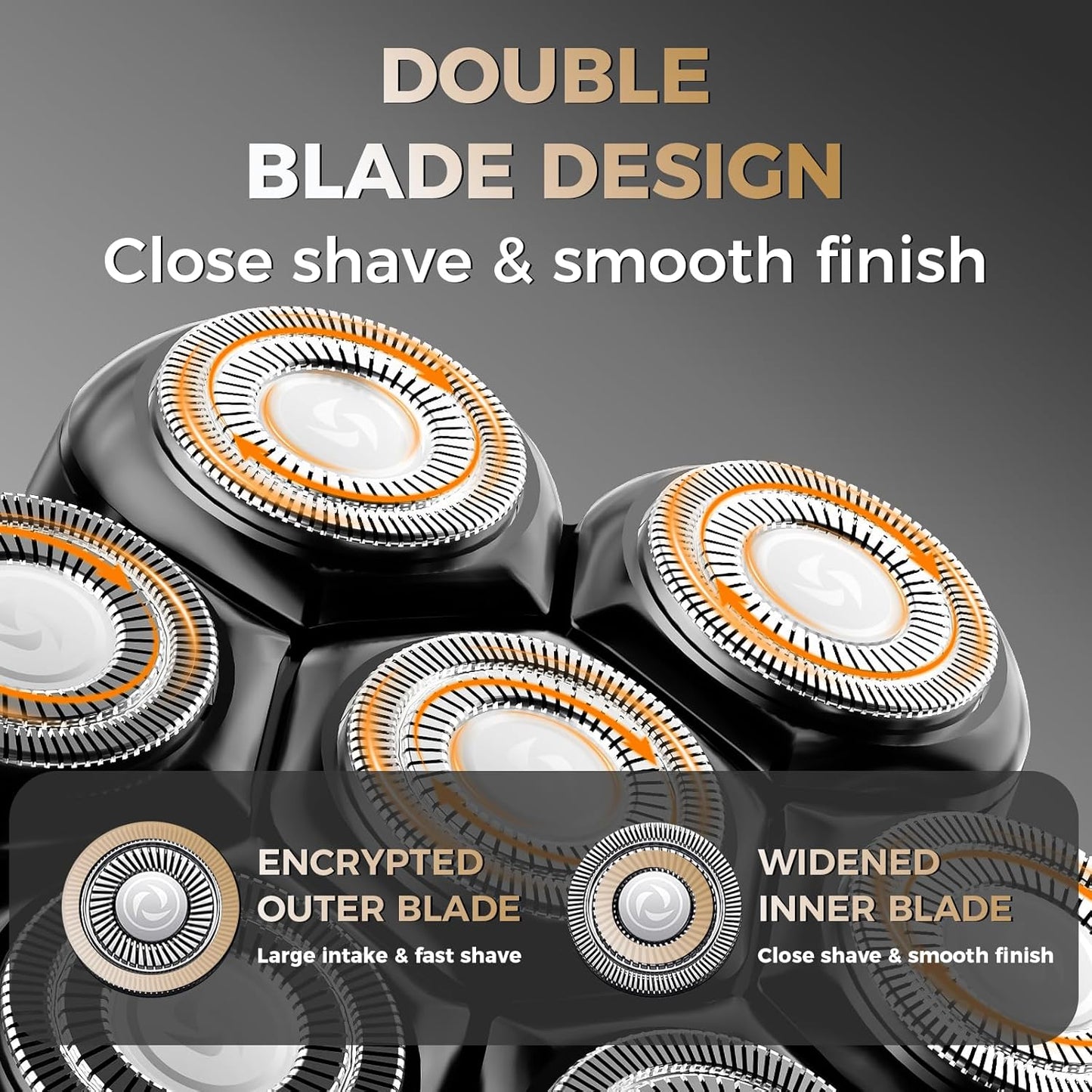 Ufree 7D Rotating Head Shaver for Bald Men, Magnetic Detachable Blades, IPX7 Waterproof Electric Razor, Head Face Beard Trimmer Grooming Kit with USB Fast Charge, Smart LED Display, Mens Gifts