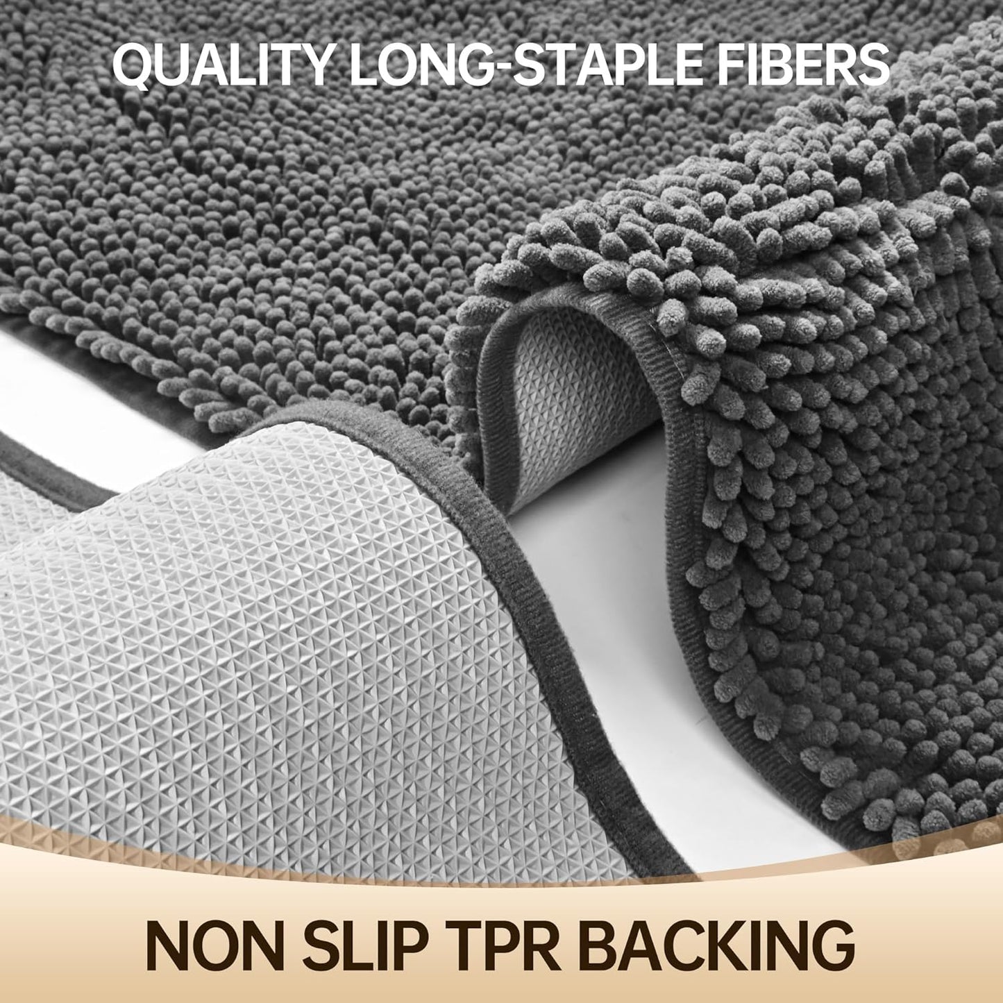 Amyracel Bathroom Rug Mat 48x72, Thick Soft Quick Dry Absorbent Chenille Bath Rug, Rubber Back Non Slip Machine Washable Bath Mat for Bathroom Shower Tub Floor