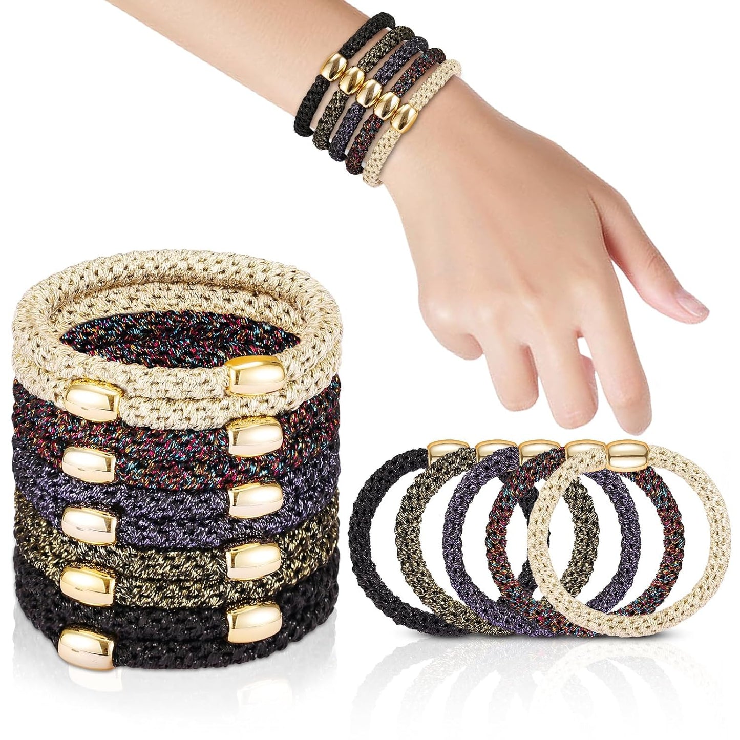 Hair Ties No Damage - 10PCS Ponytail Holders - Elastic Hair Ties for Thick Hair - Braided Hair Bands for Women Girls's Hair - Bright Star