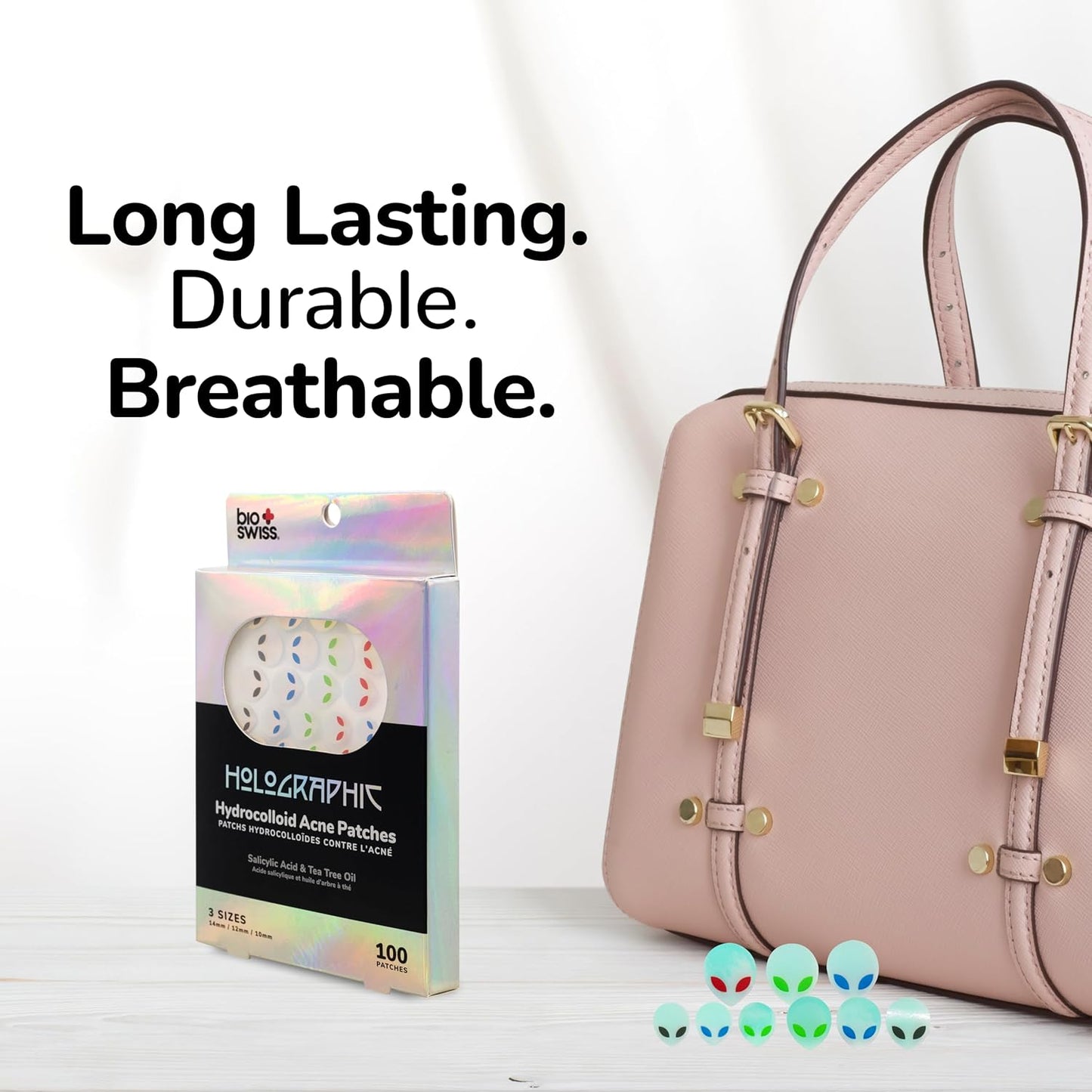 BioSwiss Pimple Patches, Holographic Alien Patch for Zits and Blemishes, Hydrocolloid Spot Stickers for Face and Skin, 100 Count